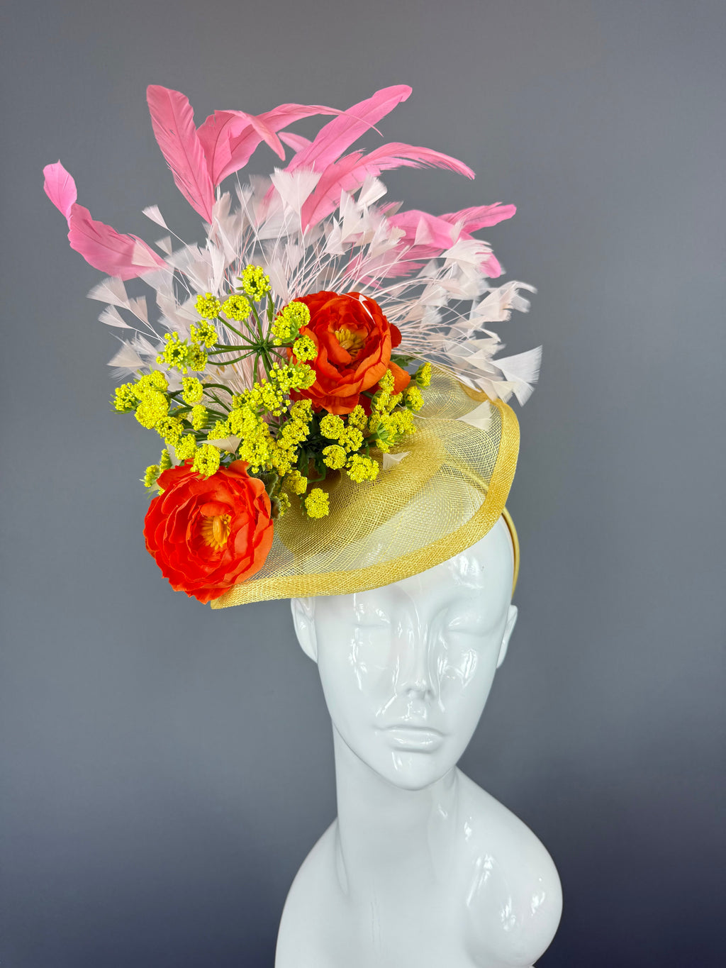 Kentucky Derby Fascinator Hat | Red, Yellow, White, Pink, and Orange Headpiece | Derbyologie