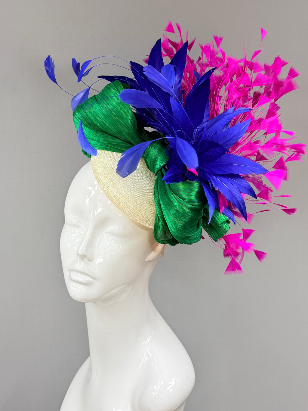 Kentucky Derby Fascinator Hat | fuchsia, blue, and green Headband Hat | Derbyologie