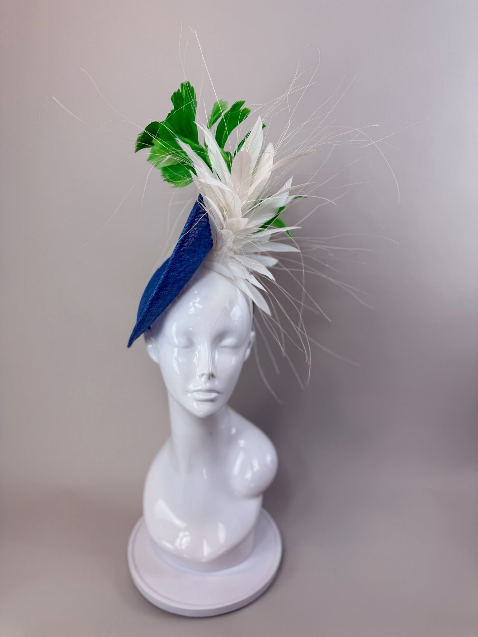 Blue, Green and White Kentucky Derby fascinator, Derby Hat Alternative