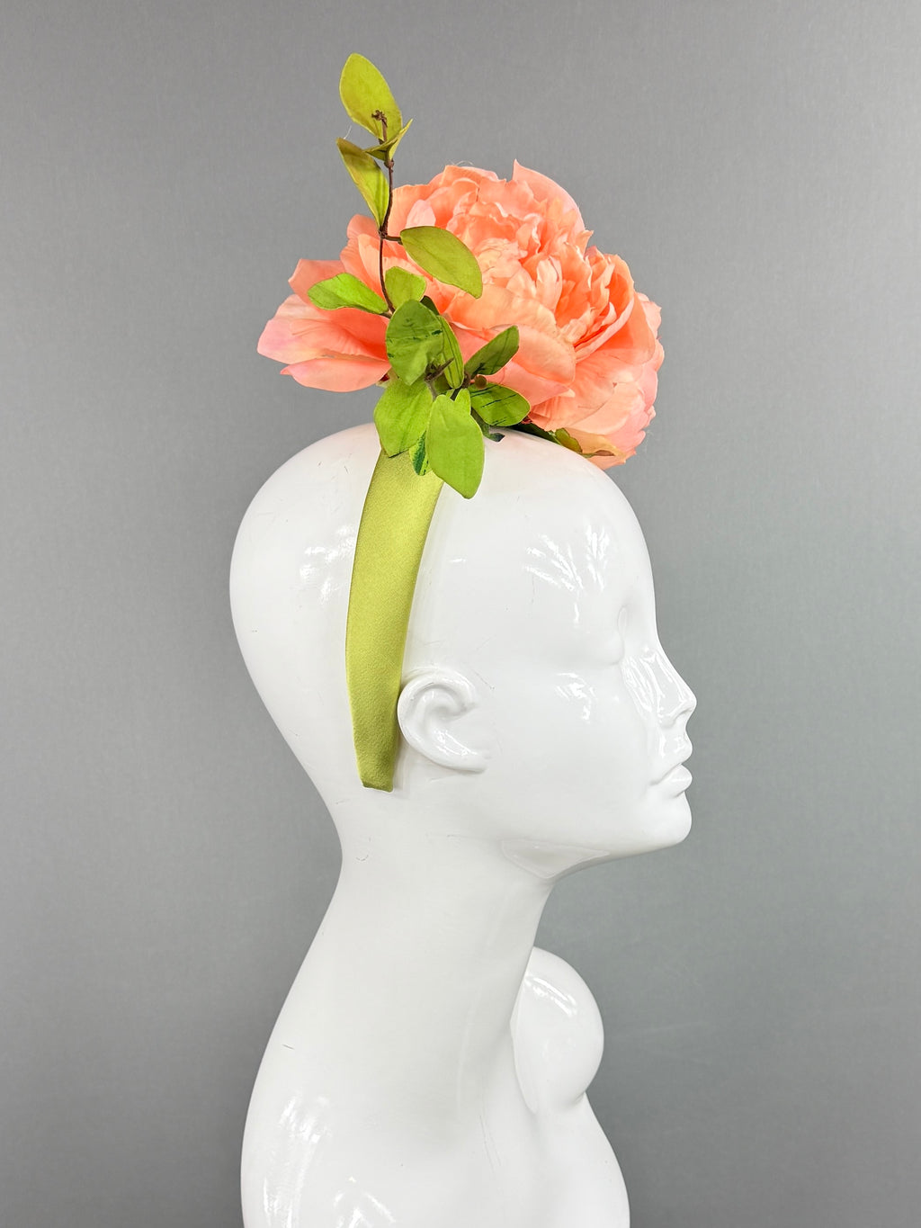 Kentucky Derby Fascinator Hat |Peach and green Headpiece | Derbyologie