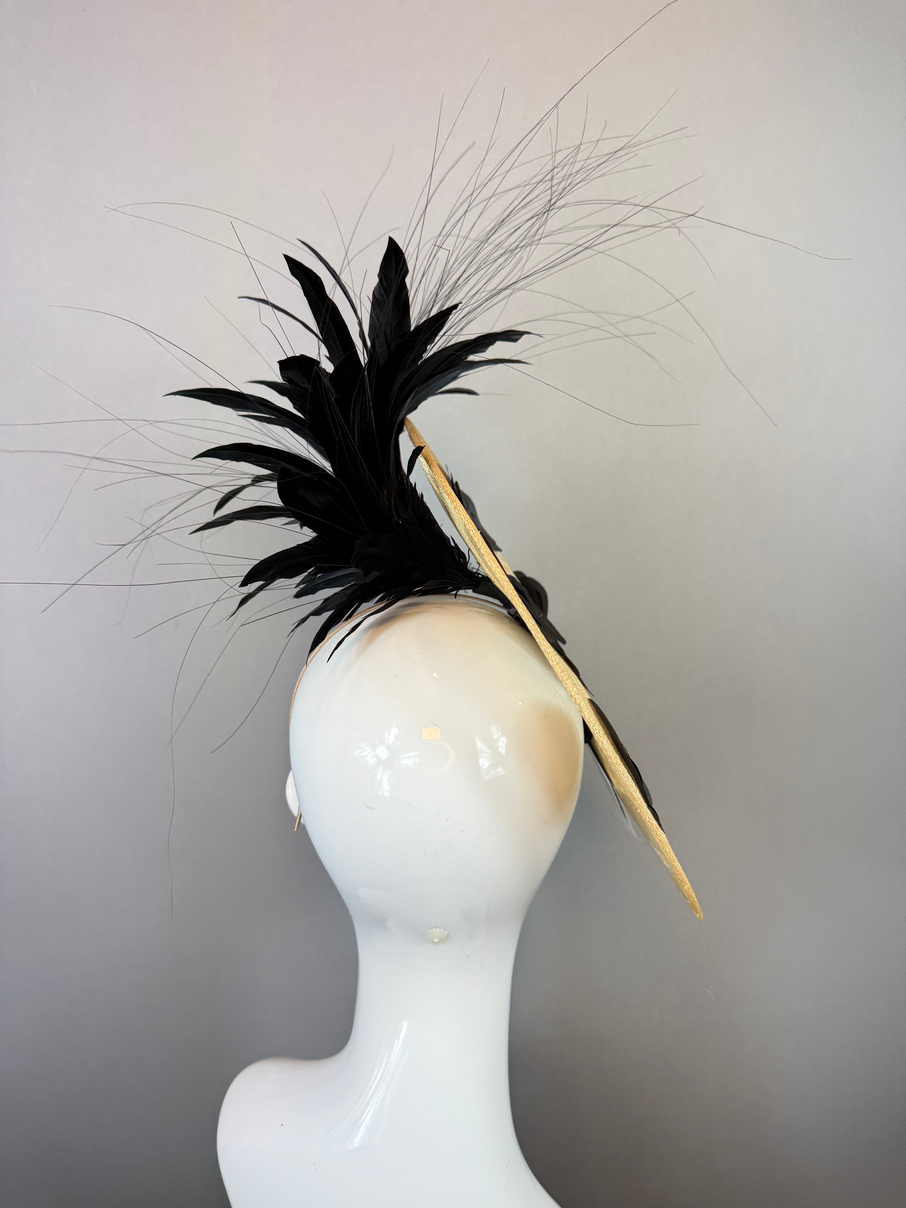 Kentucky Derby Fascinator Hat | Beige and Black Polka Dotted Headpiece | Derbyologie