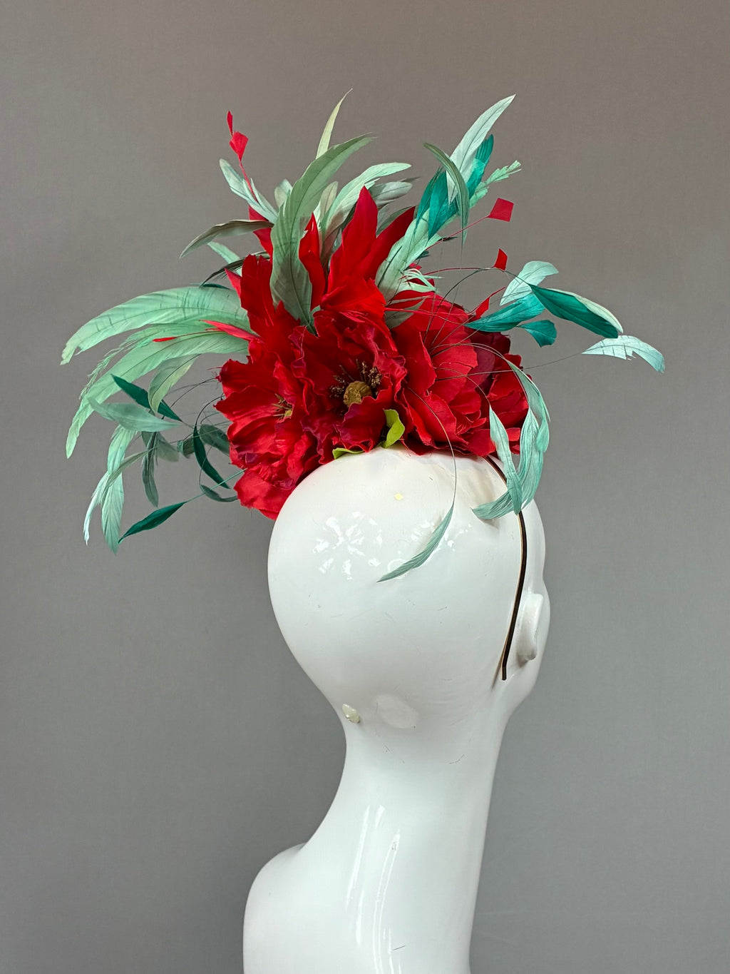 Kentucky Derby Fascinator Hat | Mint and red Headband Hat | Derbyologie