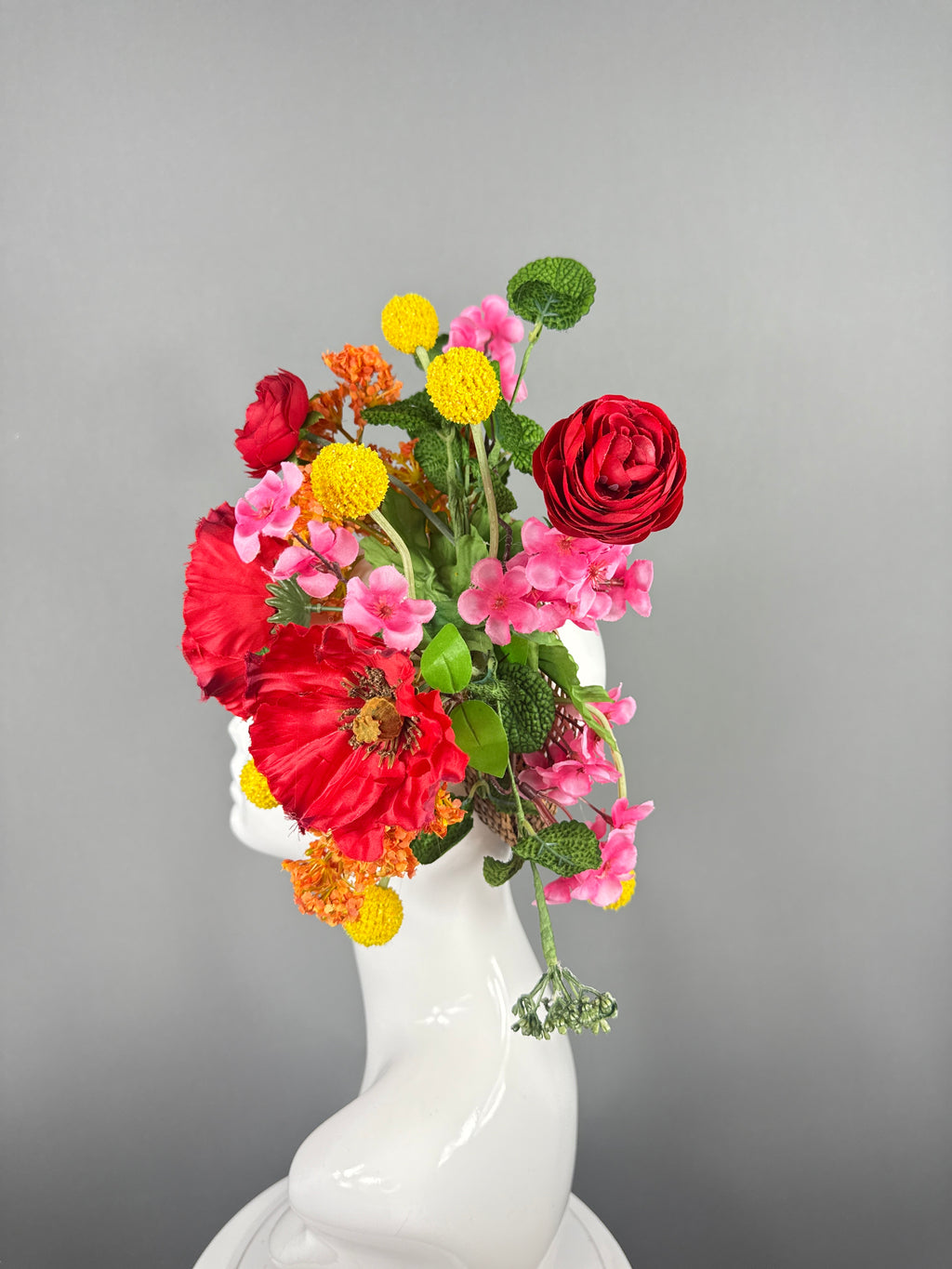 Kentucky Derby Fascinator Hat | Red, Orange, Yellow Flower Headpiece | Derbyologie
