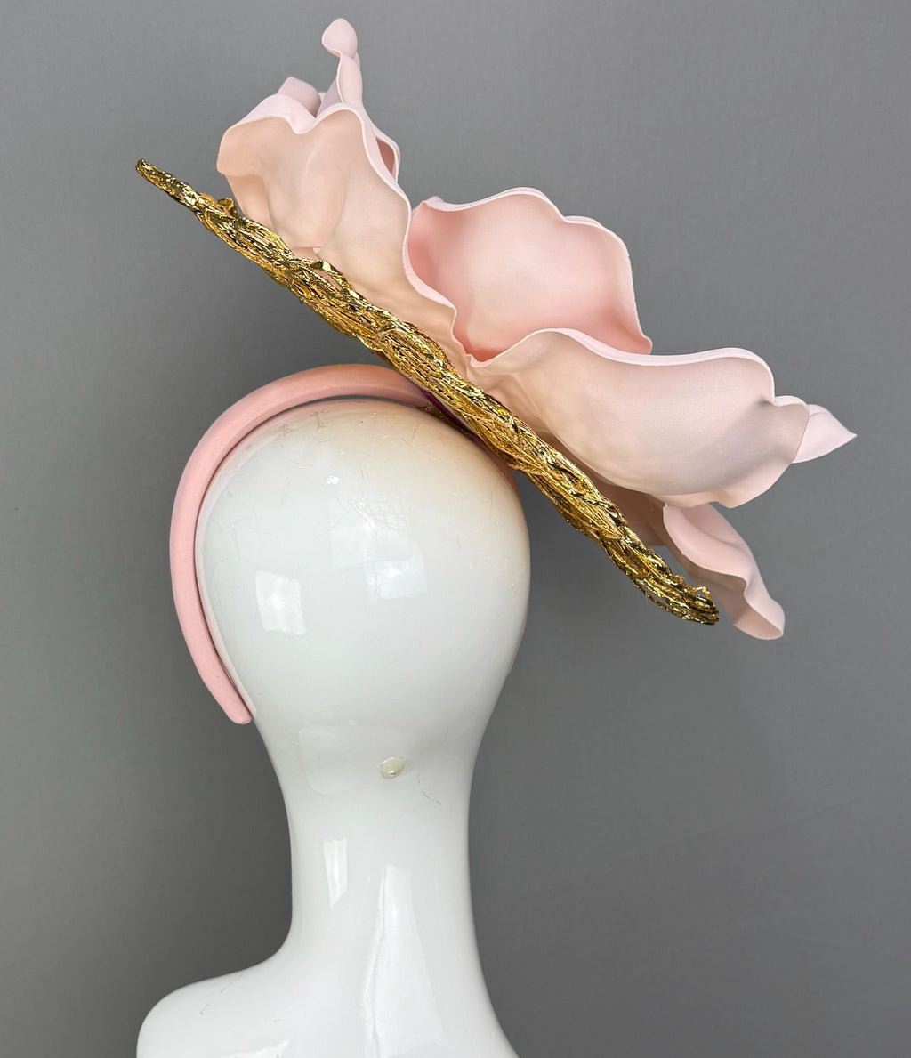 Pink and Gold Kentucky Derby fascinator, Derby Hat Alternative