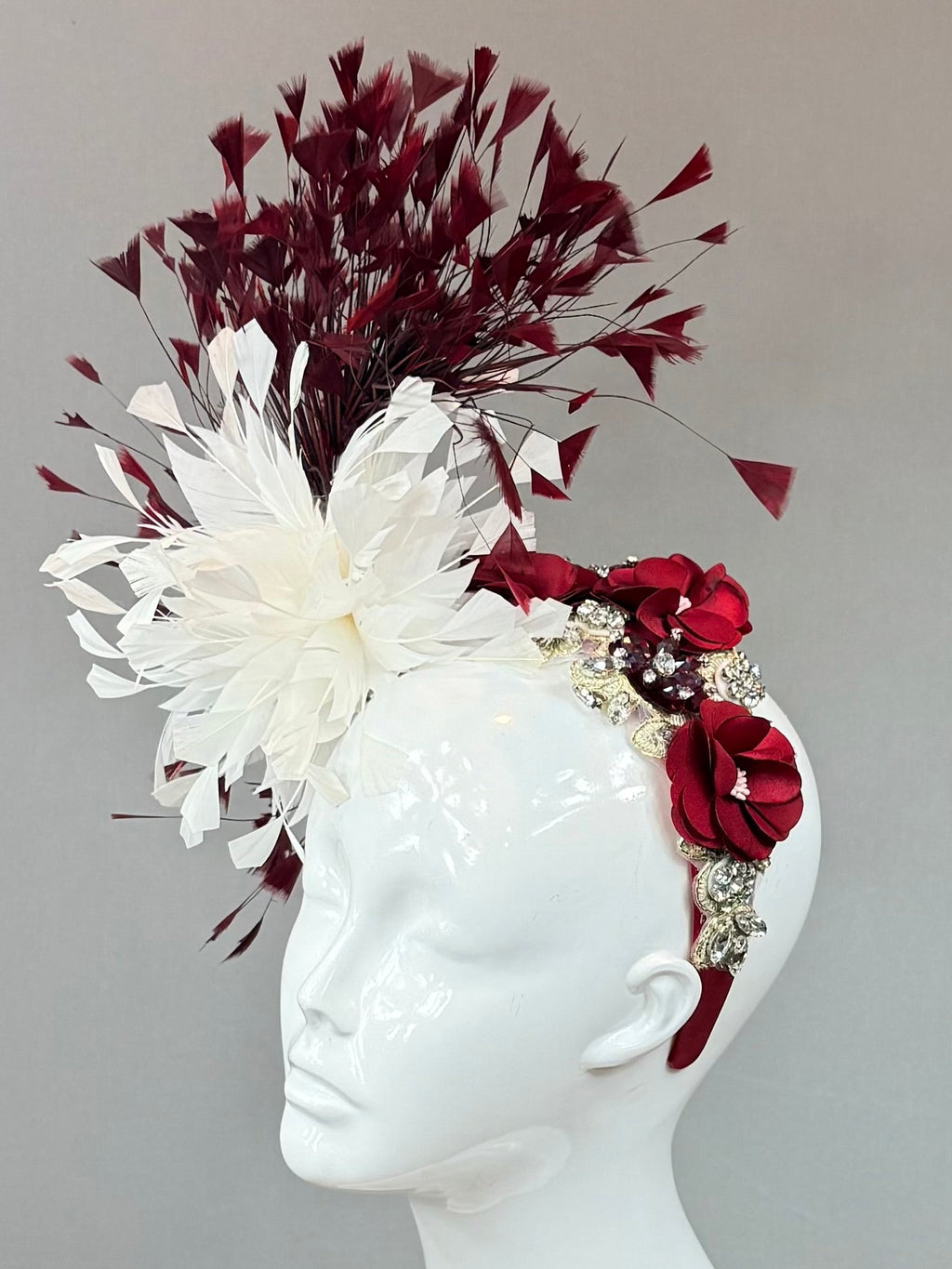 Burgundy and Red Derby Fascinator, Kentucky Derby Hat Alternative, Kentucky derby hat (SILVER LINE, multiple color options available)