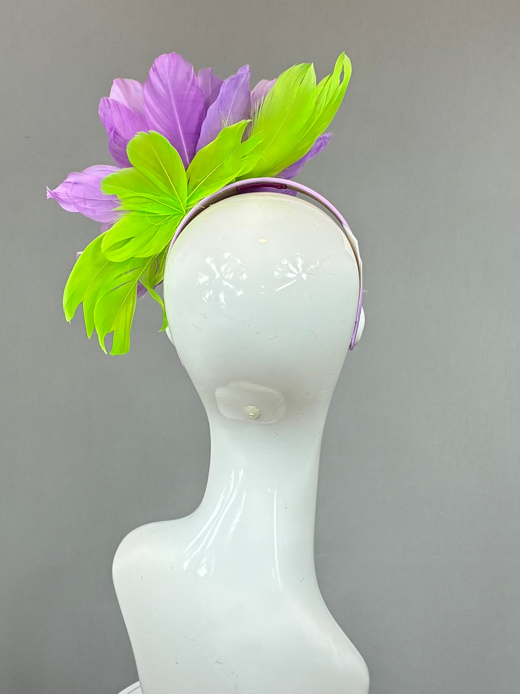 Kentucky Derby Fascinator Hat | Purple and green feathered Headband Hat | Derbyologie