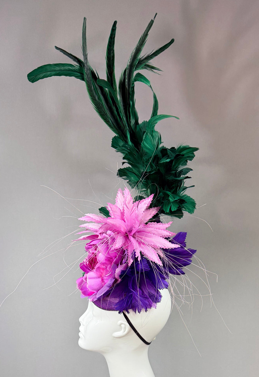 Pink, Purple and Green Derby Fascinator, Kentucky Derby Hat Alternative, Kentucky derby hat (PLATINUM LINE)