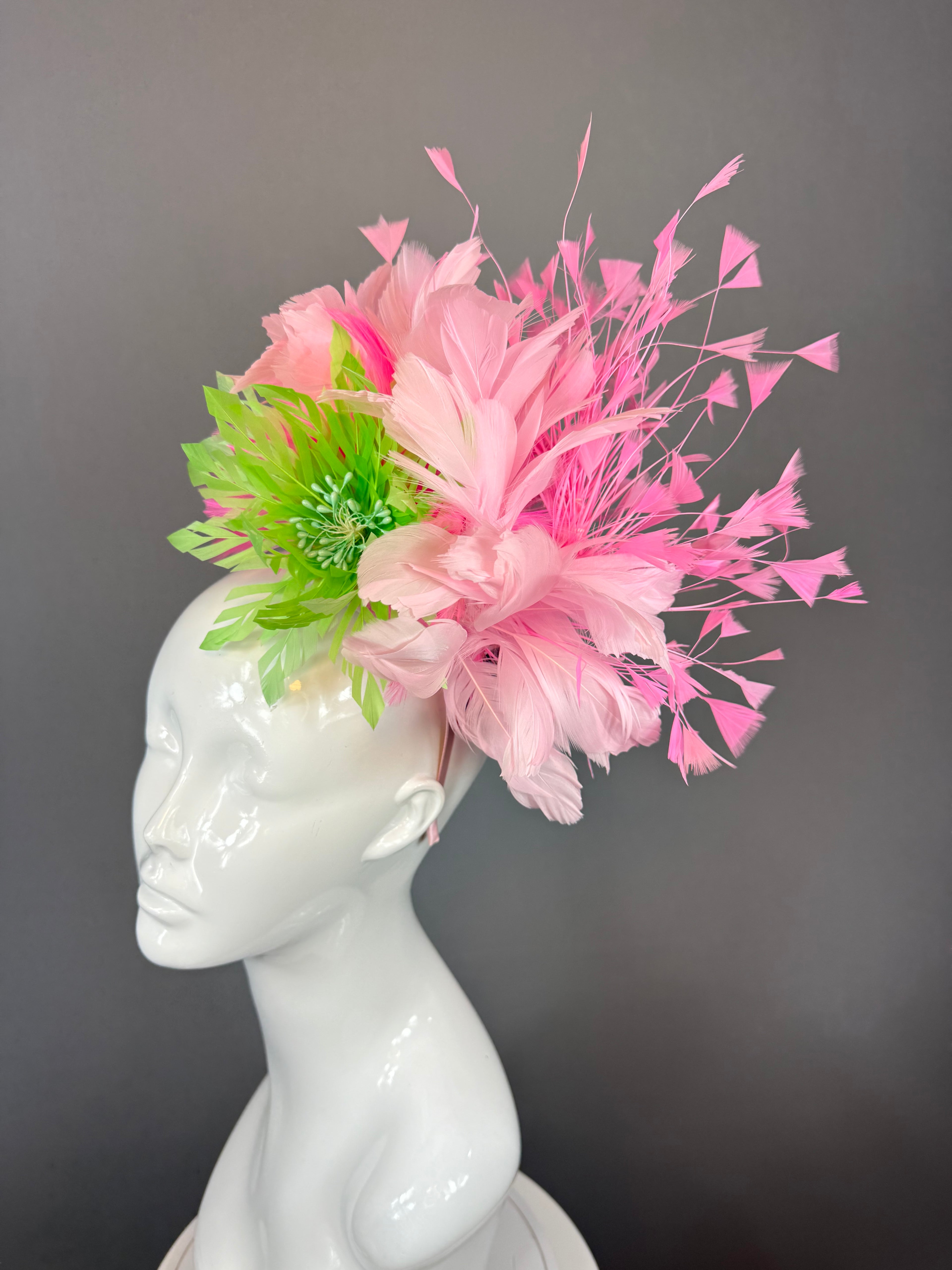 Lime Green, Hot Pink and Light Pink Derby Fascinator, Kentucky Derby Hat Alternative, Kentucky derby hat (GOLD LINE)