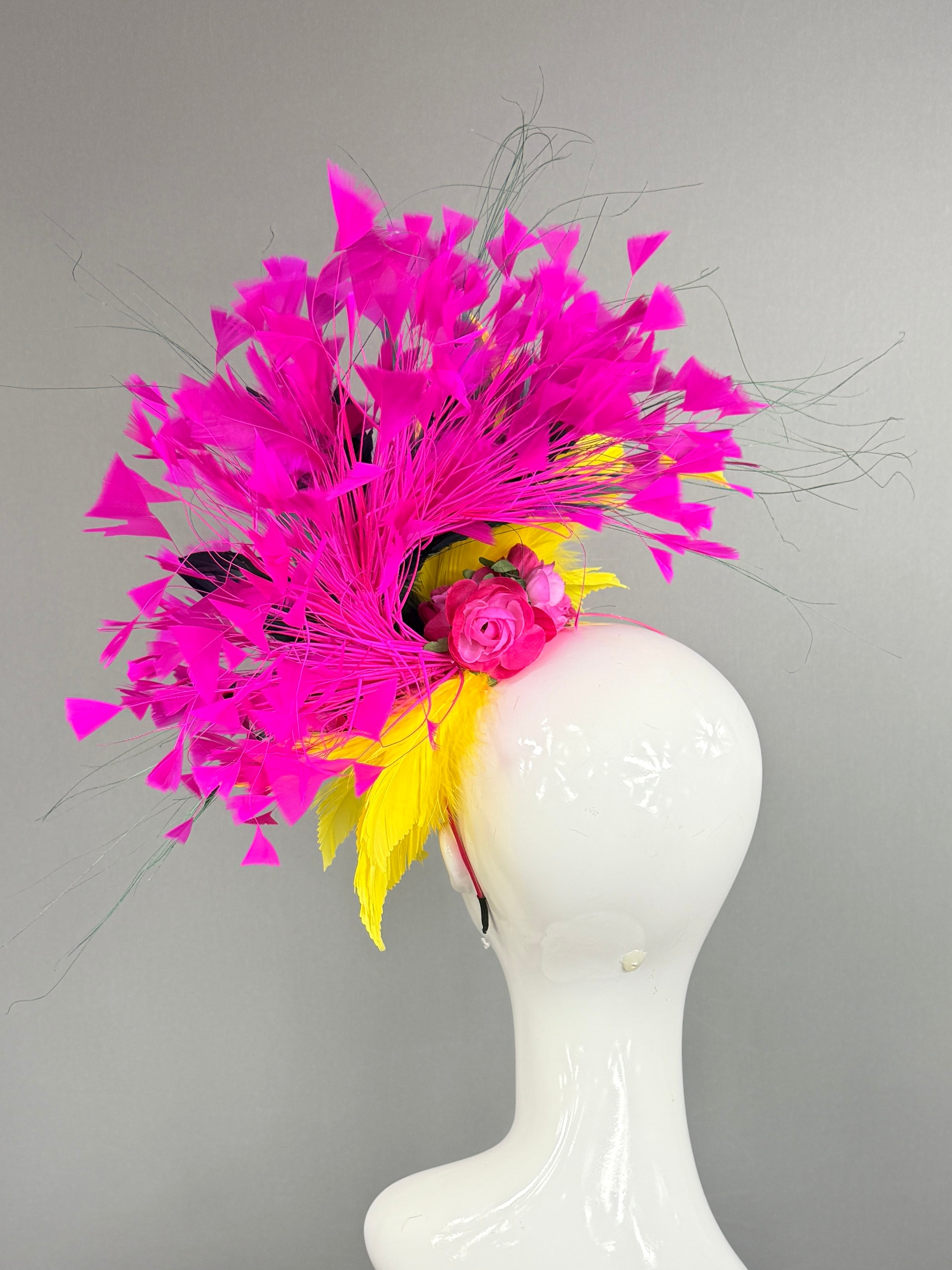 Kentucky Derby Fascinator Hat | Fuchsia, green, and yellow Headpiece | Derbyologie