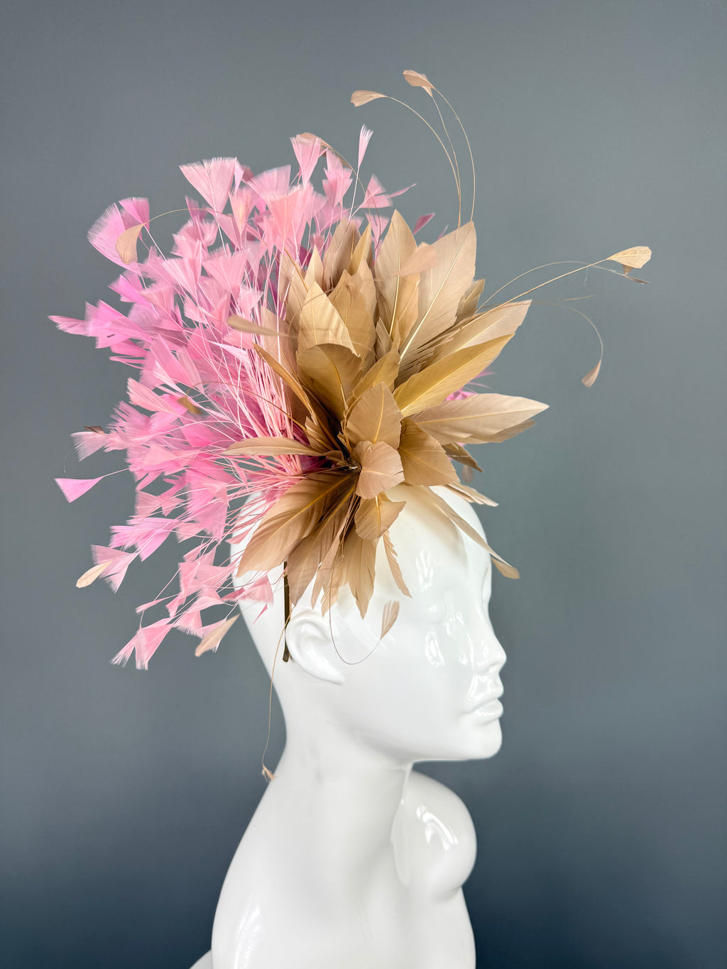 Kentucky Derby Fascinator Hat | Pink & Beige Headpiece | Derbyologie