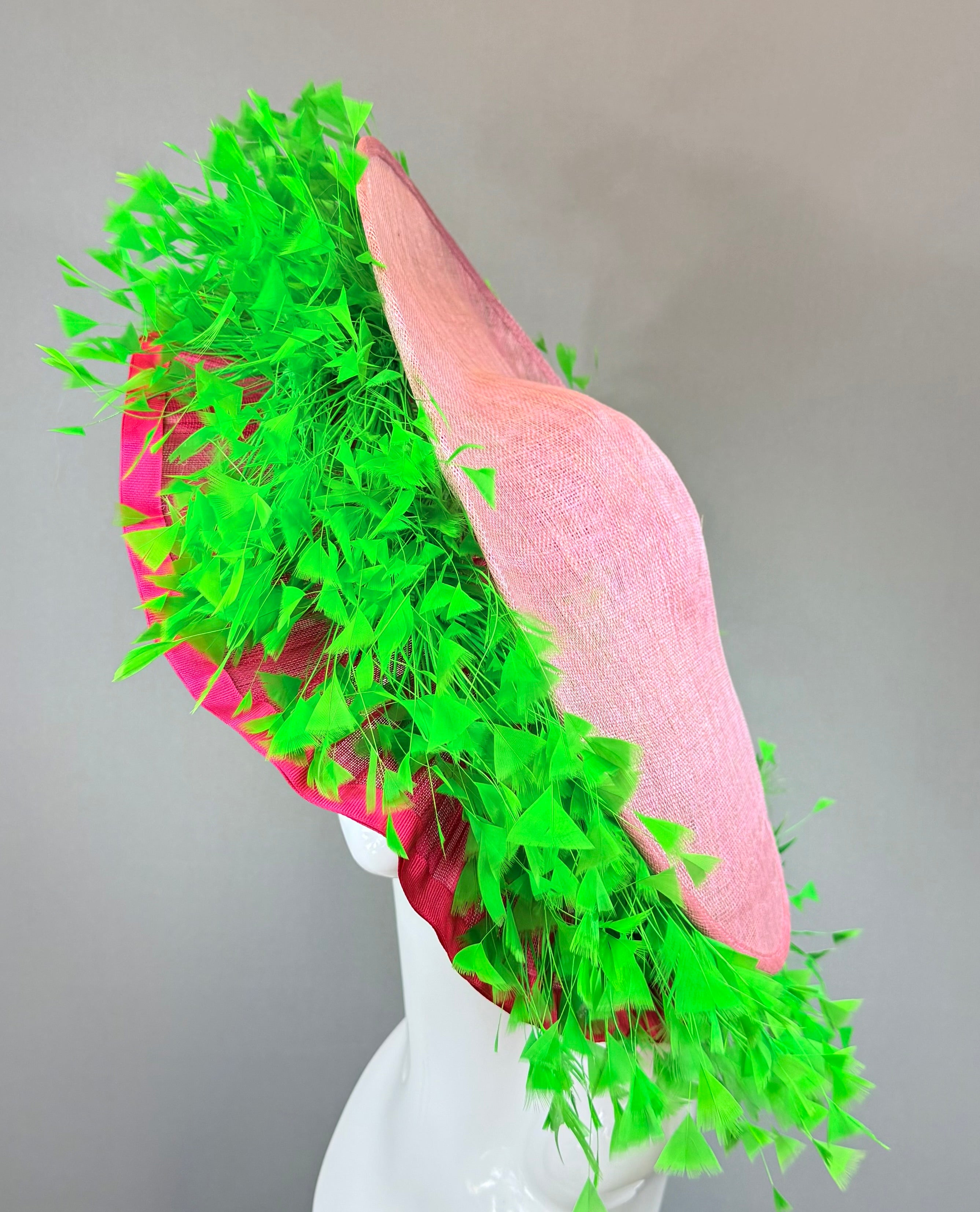 Light pink and green Derby Fascinator, Kentucky Derby Hat Alternative, Kentucky derby hat, (PLATINUM LINE)