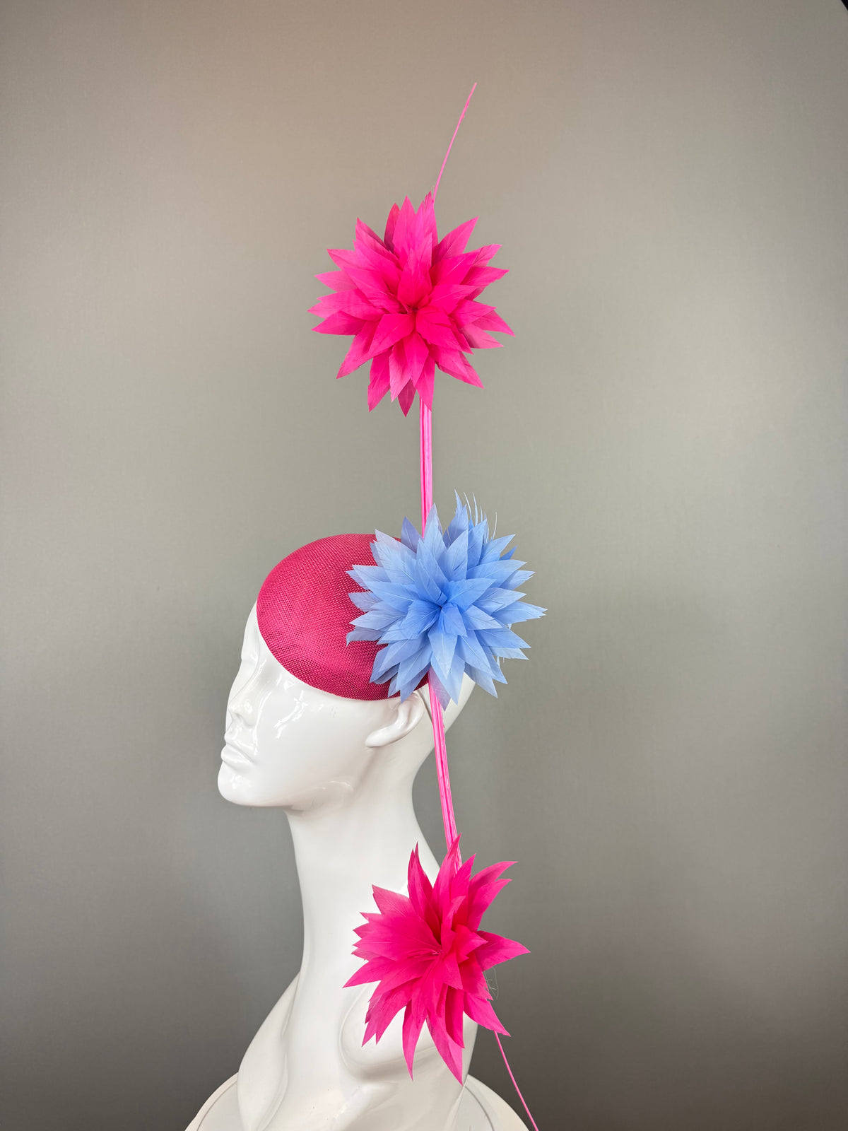 Kentucky Derby Fascinator Hat | Pink, and Blue Flower Hat | Derbyologie