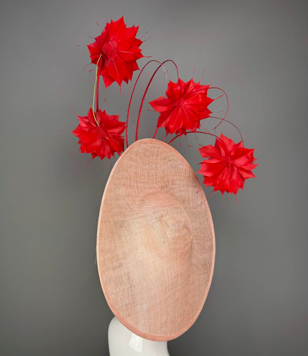 Kentucky Derby Fascinator Hat | Red and Pink Headpiece | Derbyologie