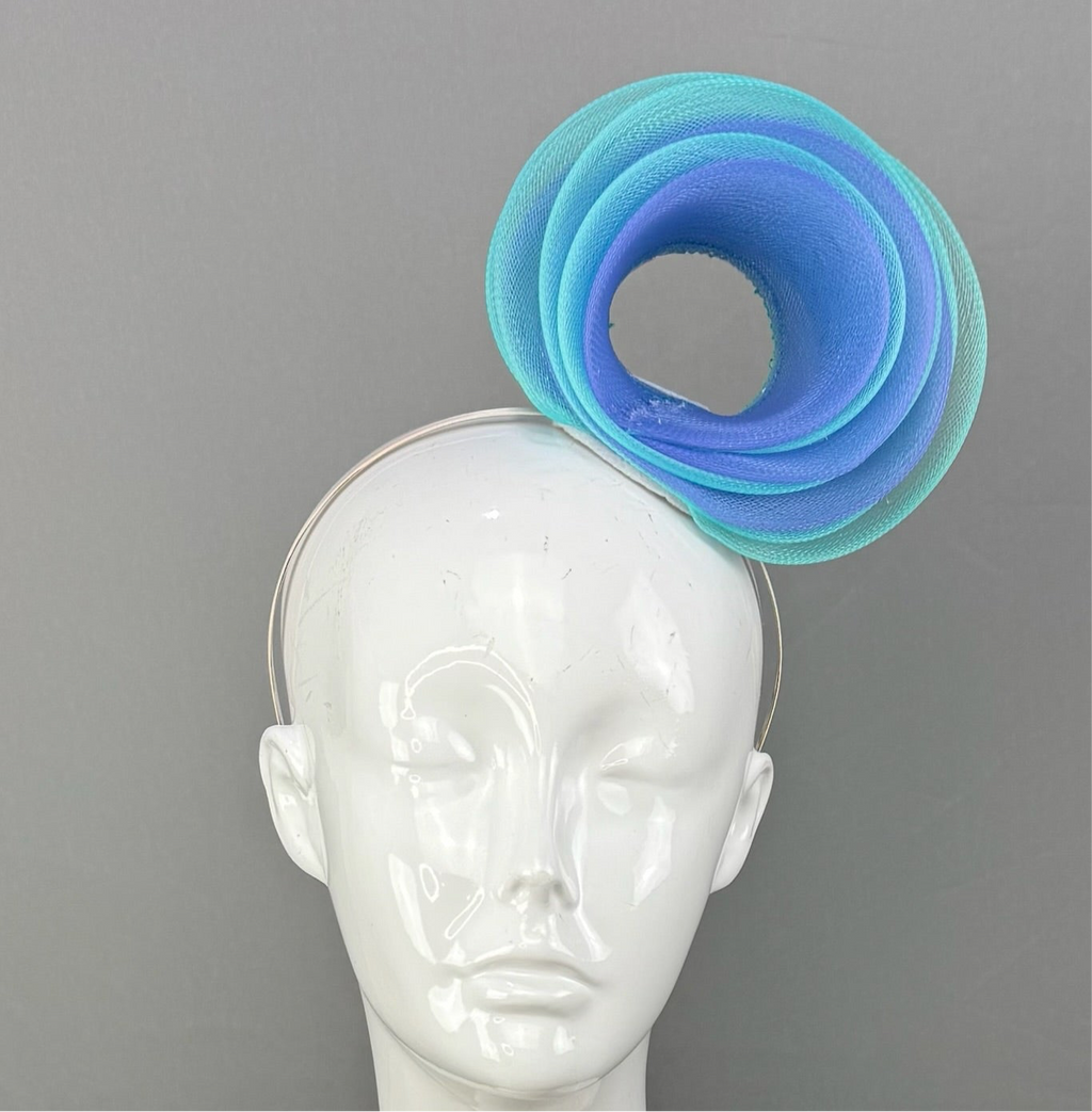 Blue Kentucky Derby fascinator, Derby Hat Alternative (SILVER LINE)