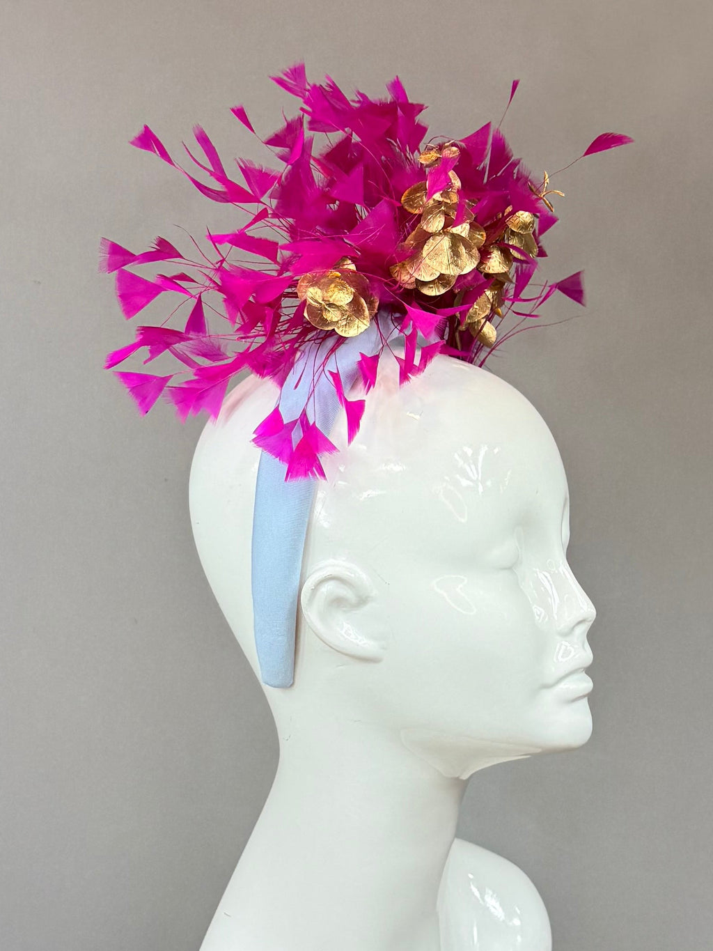 Blue and Fuchsia Kentucky Derby Fascinator, derby hat Kentucky Derby Hat Alternative, Floral Fascinator (SILVER LINE)