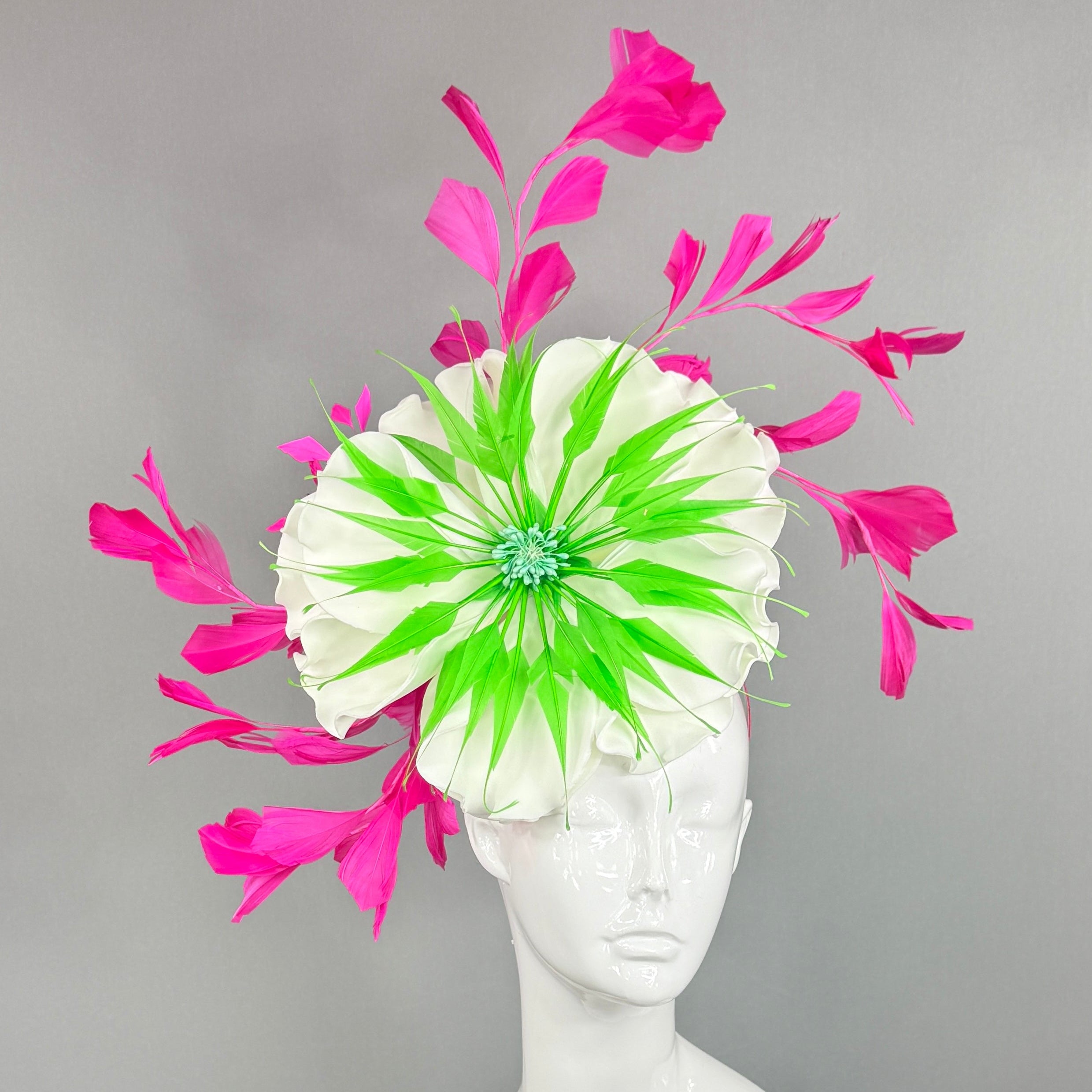Kentucky Derby Fascinator Hat | pink, green, and white Headpiece | Derbyologie