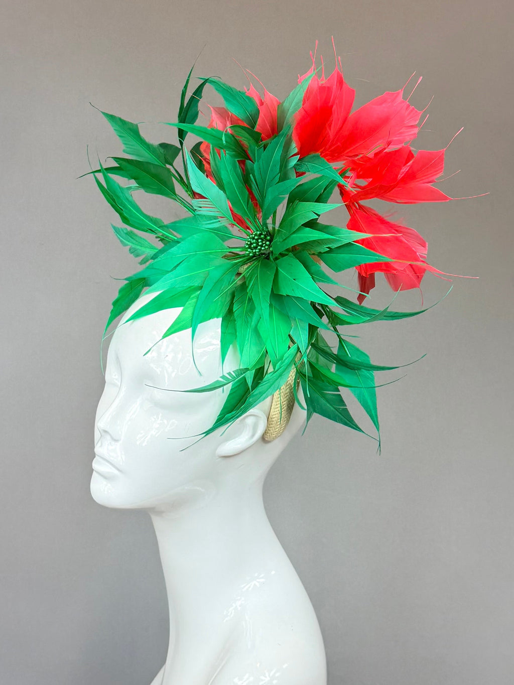 Kentucky Derby Fascinator Hat | Coral & Green Headpiece | Derbyologie