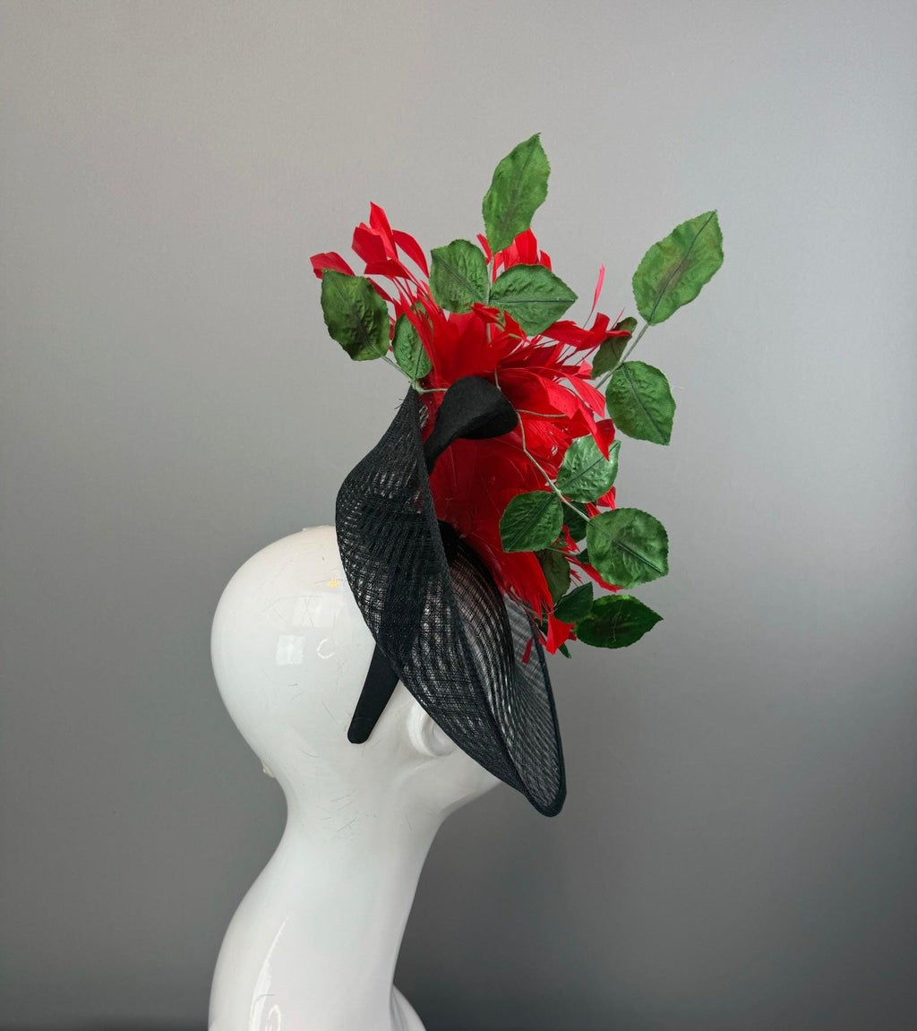 Black and Red Kentucky Derby fascinator, Derby Hat Alternative