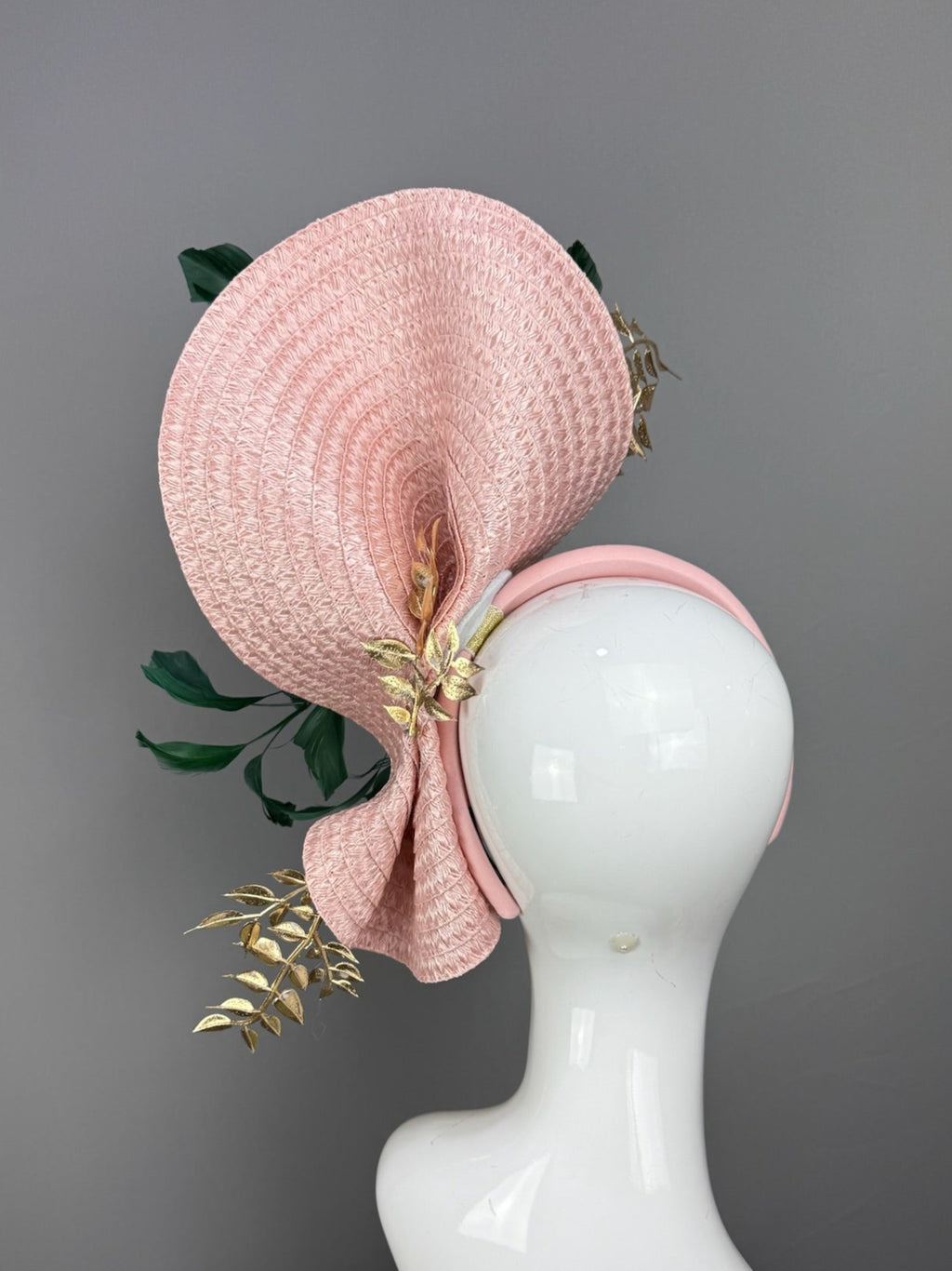Pink and Green Kentucky Derby fascinator, Derby Hat Alternative (GOLD LINE)