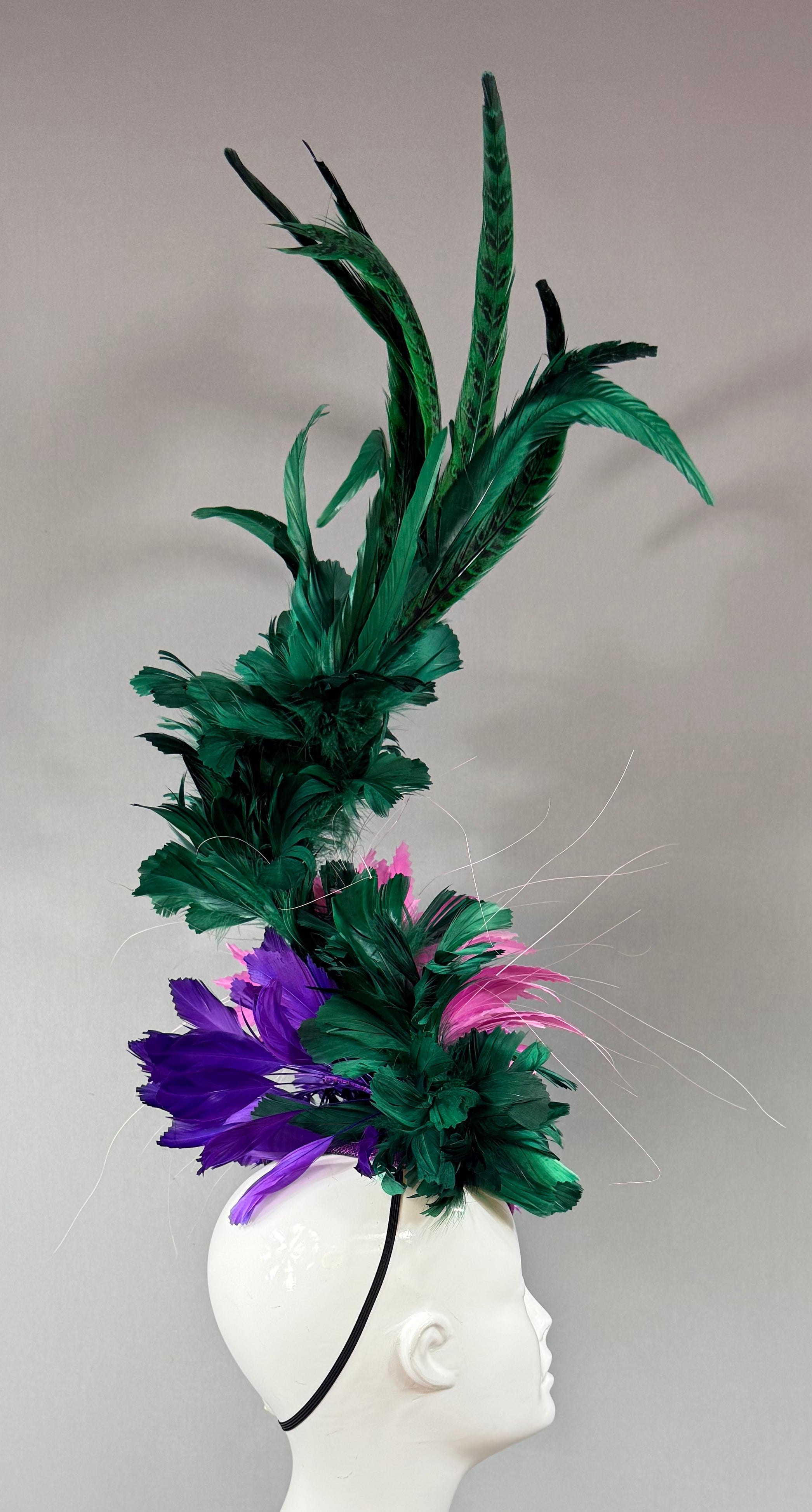 Pink, Purple and Green Derby Fascinator, Kentucky Derby Hat Alternative, Kentucky derby hat (PLATINUM LINE)