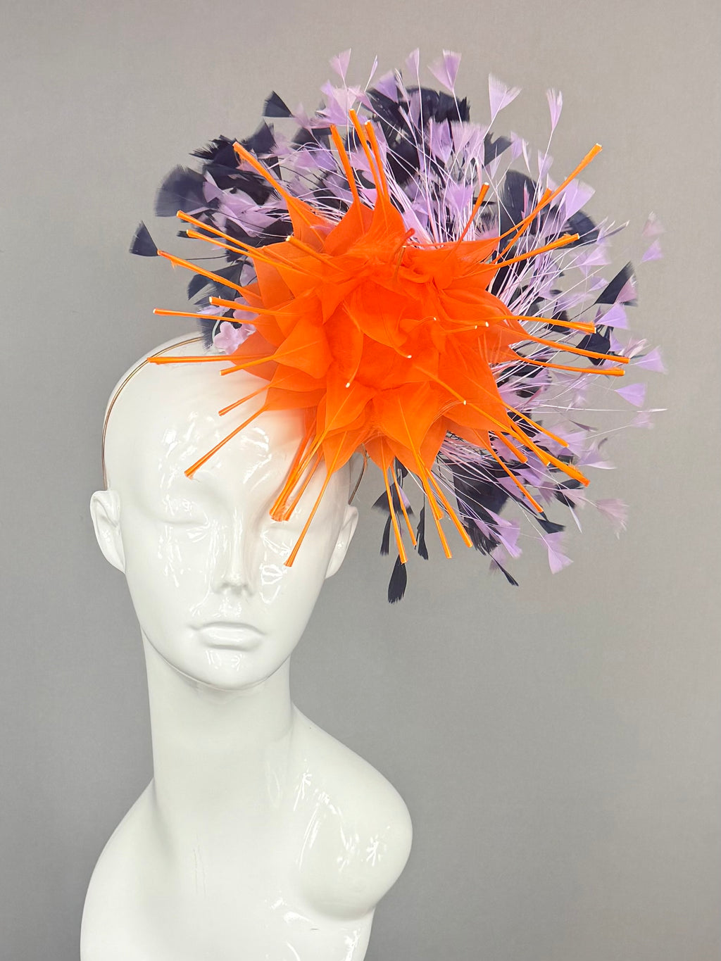 Kentucky Derby Fascinator Hat | Orange, purple, and navy Headband Hat | Derbyologie