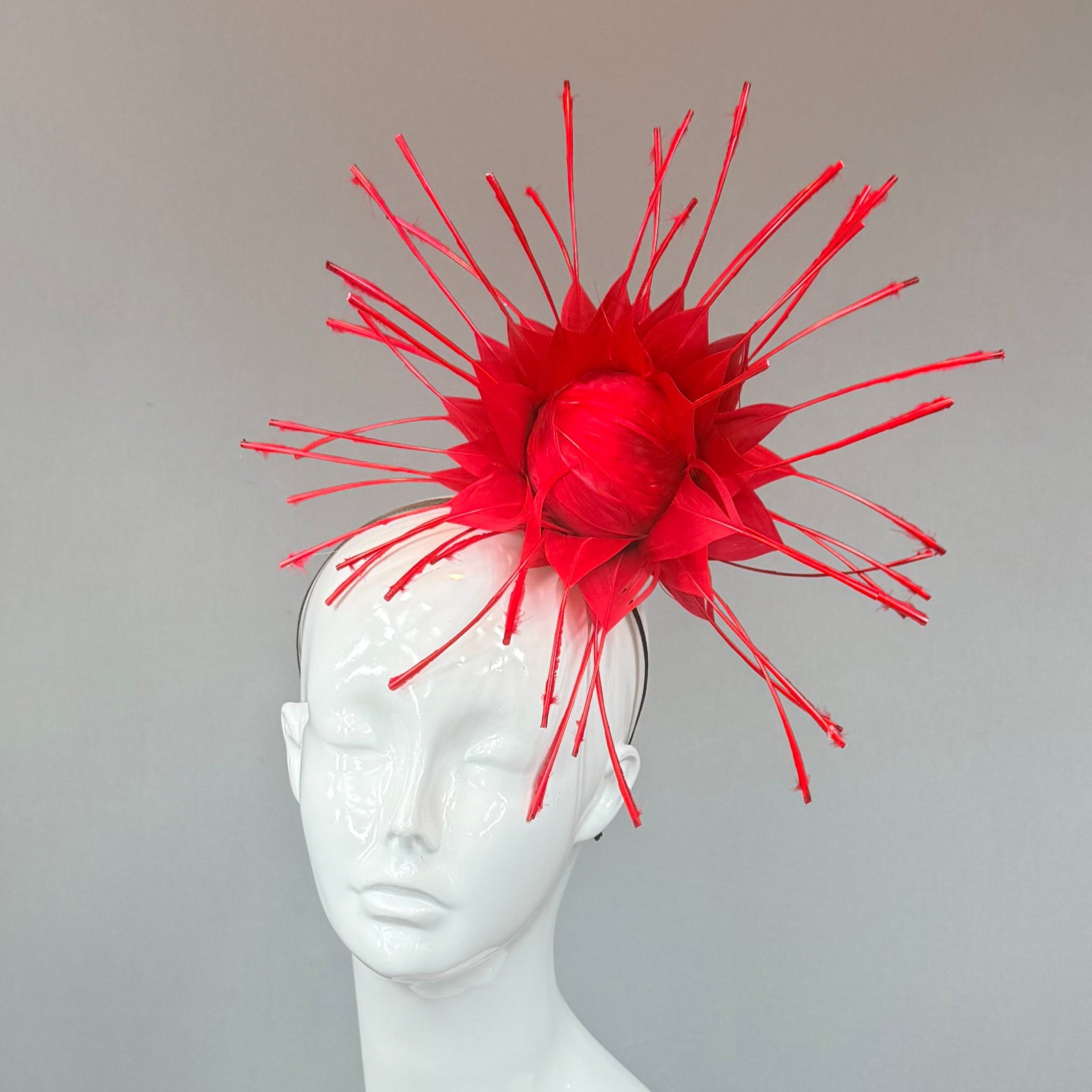 Kentucky Derby Fascinator Hat | Red Feather Hat | Derbyologie