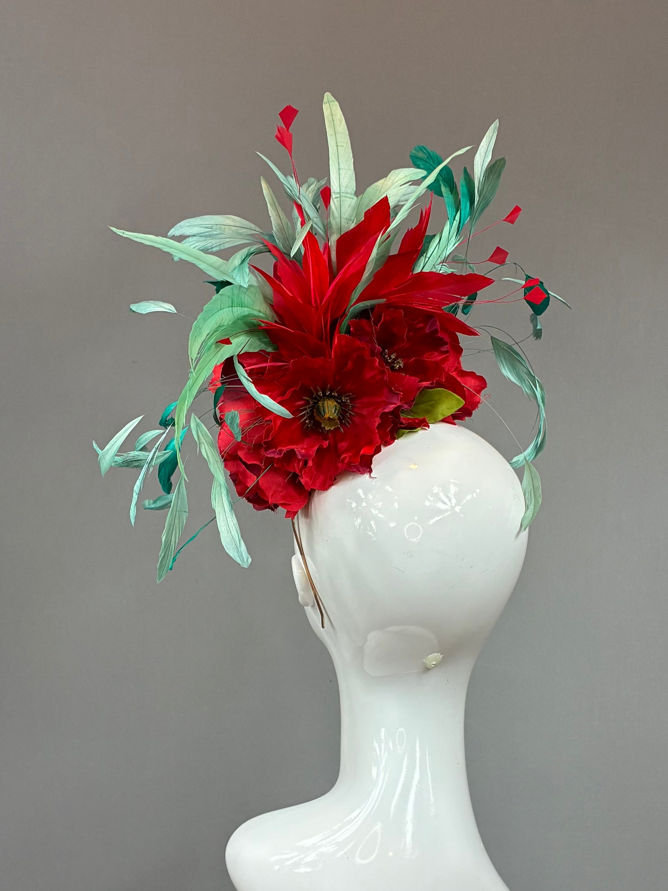 Kentucky Derby Fascinator Hat | Mint and red Headband Hat | Derbyologie