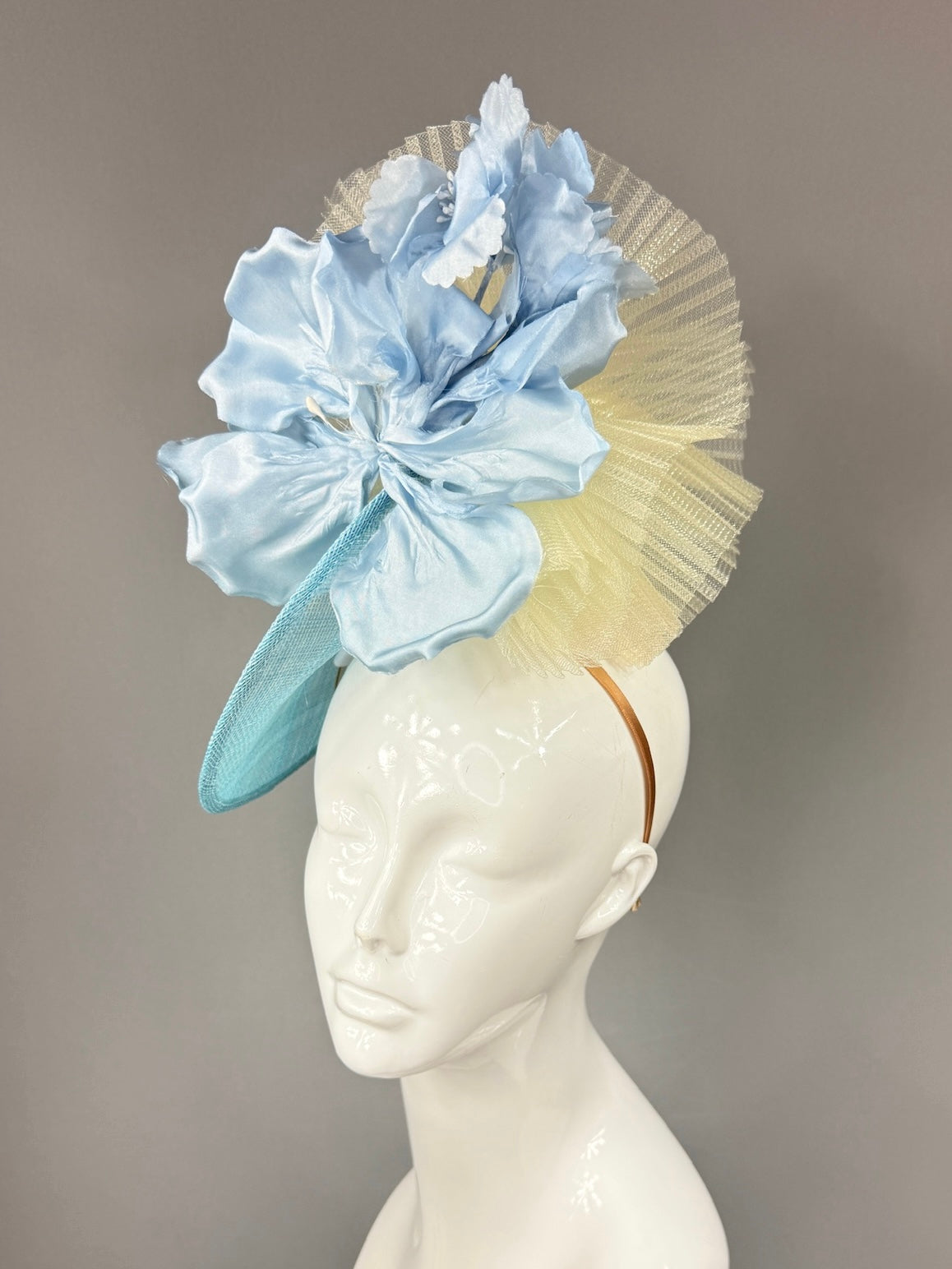 Kentucky Derby Fascinator Hat |Oversized blue silk peony Headpiece | Derbyologie