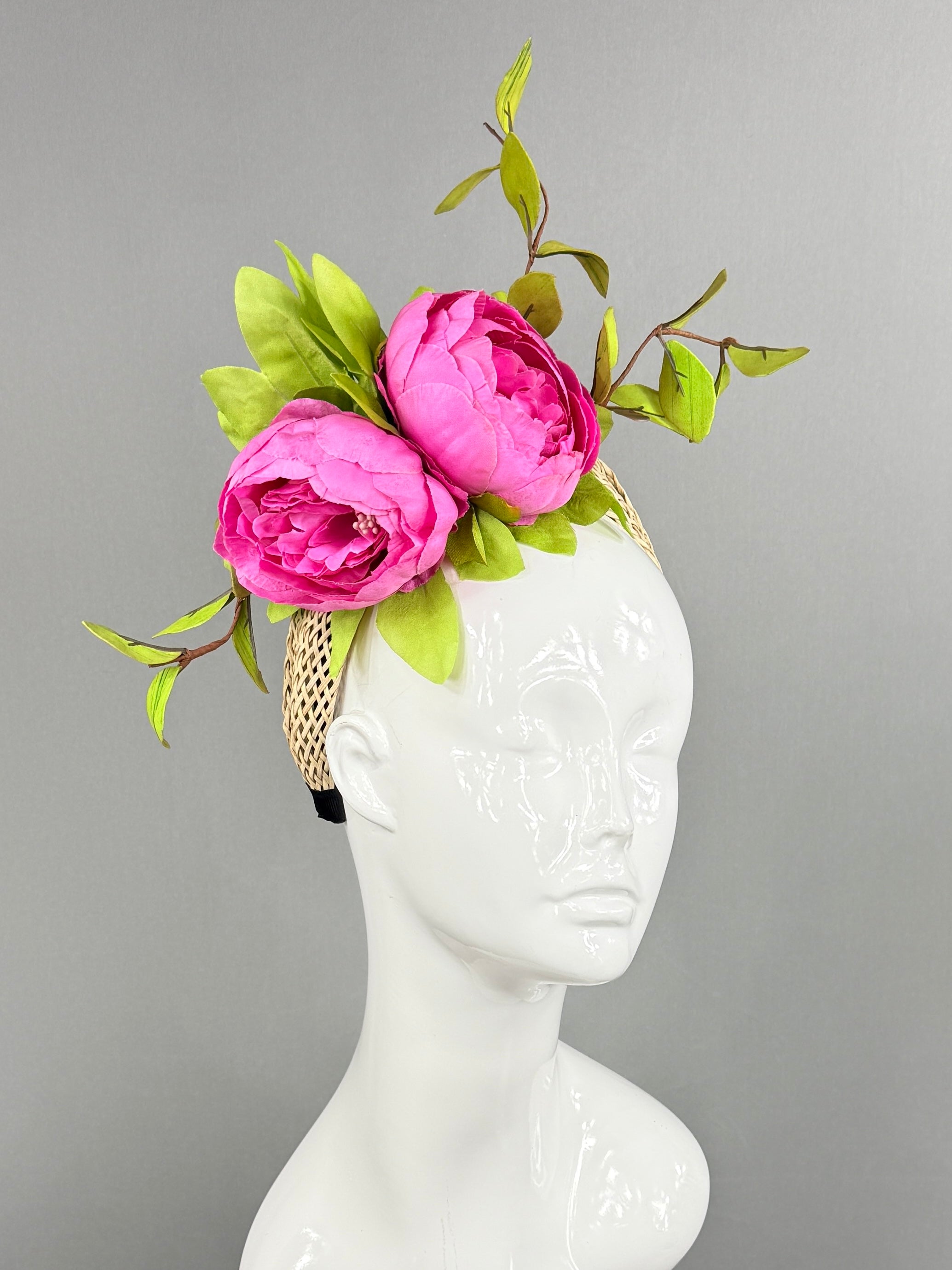 Kentucky Derby Fascinator Hat | Pink and green Headpiece | Derbyologie