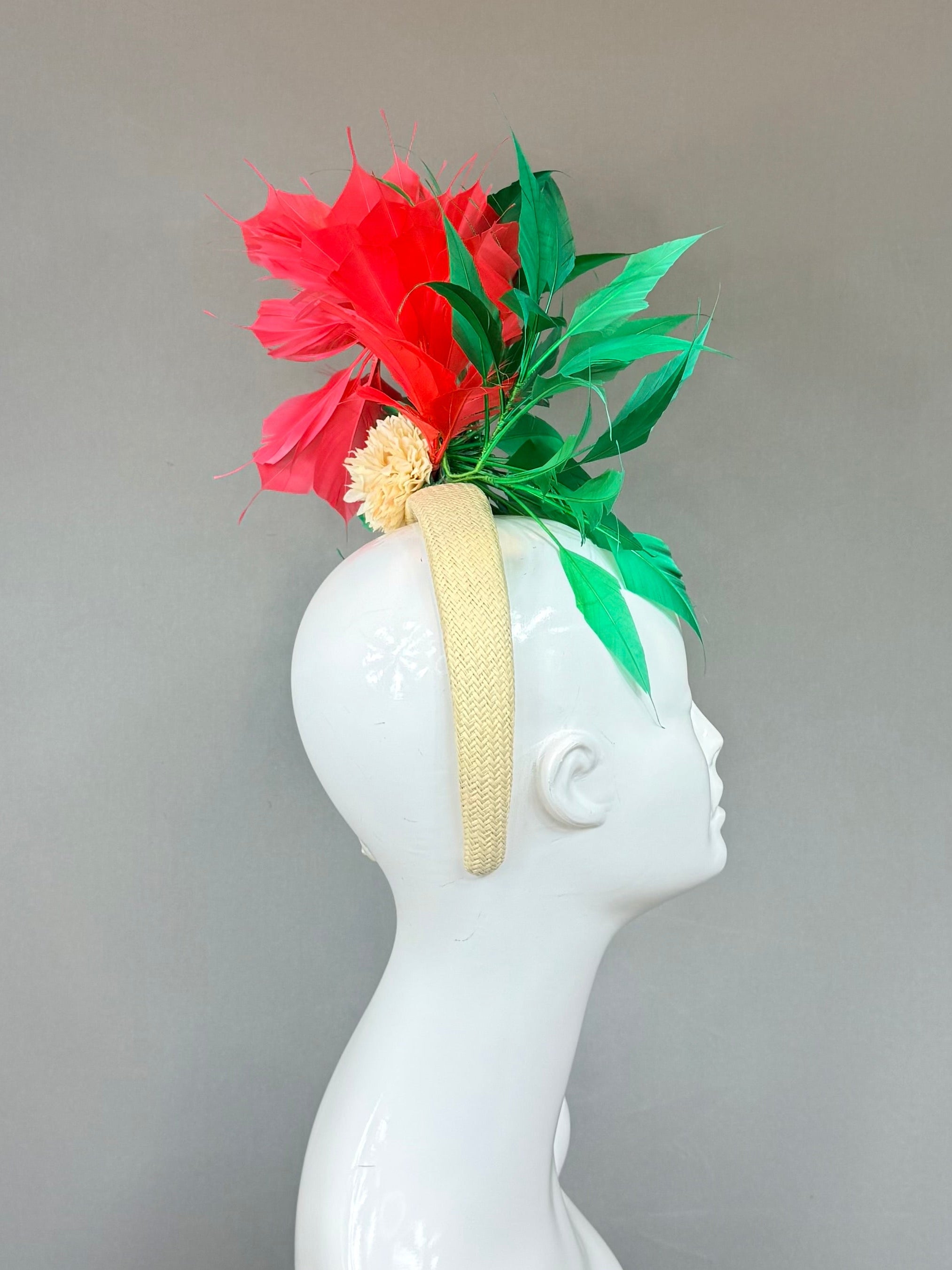 Kentucky Derby Fascinator Hat | Coral & Green Headpiece | Derbyologie