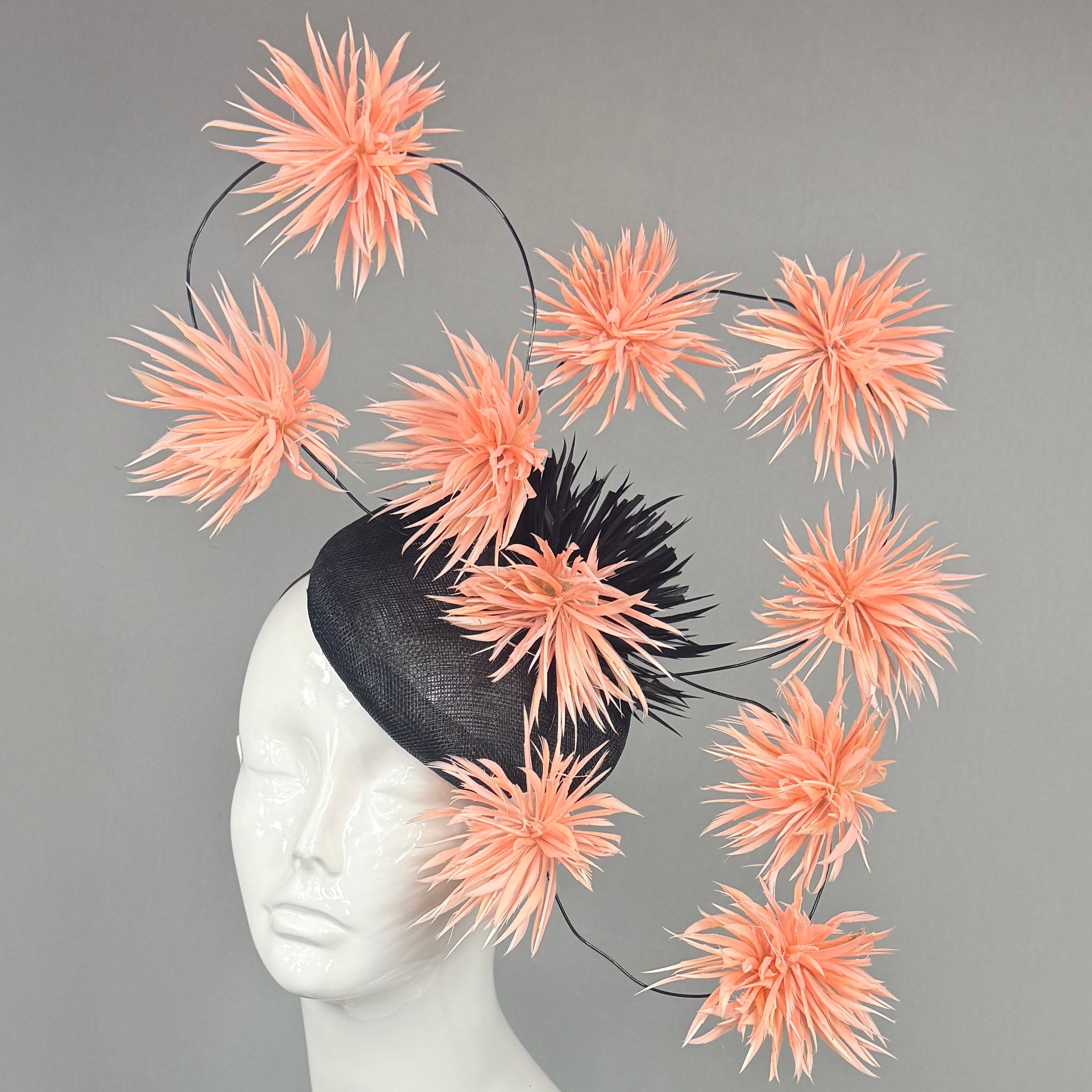 Kentucky Derby Fascinator Hat | Black and light pink Headband Hat | Derbyologie