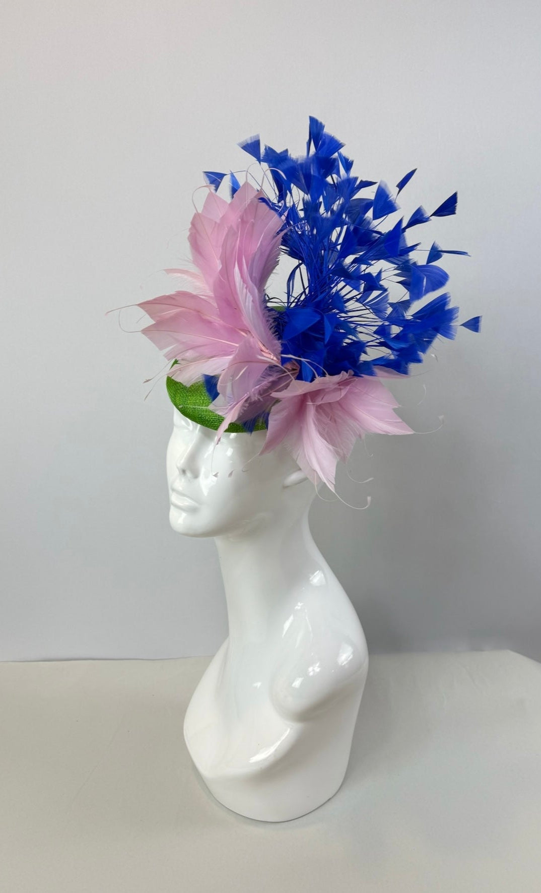 Green, Pink and Blue Kentucky Derby fascinator, Derby Hat Alternative (GOLD LINE)