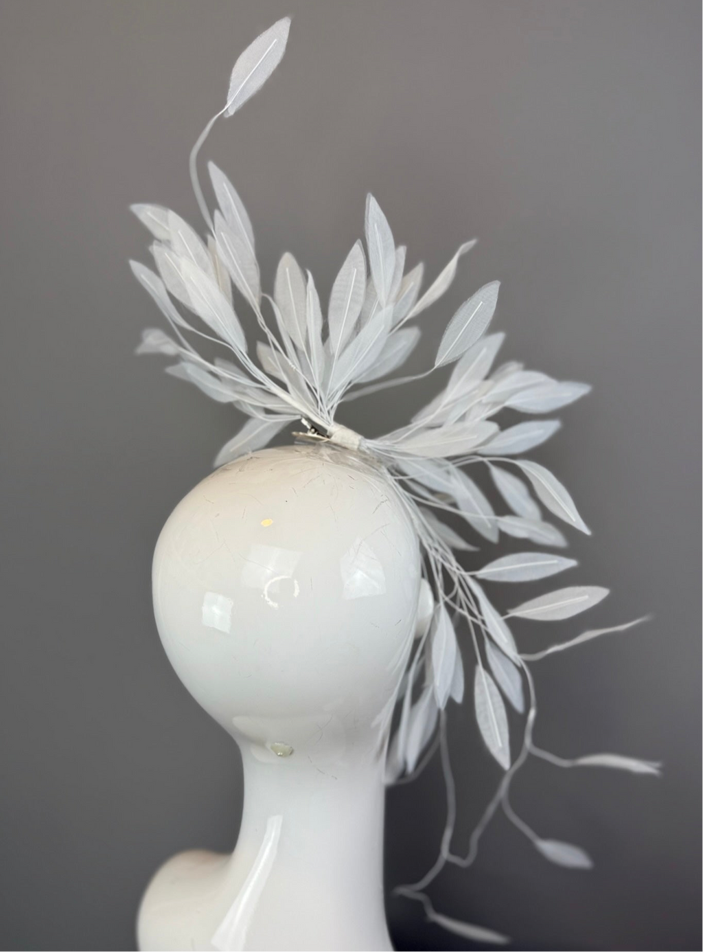 Kentucky Derby Feather Fascinator Hat for Women with white wiry feathers