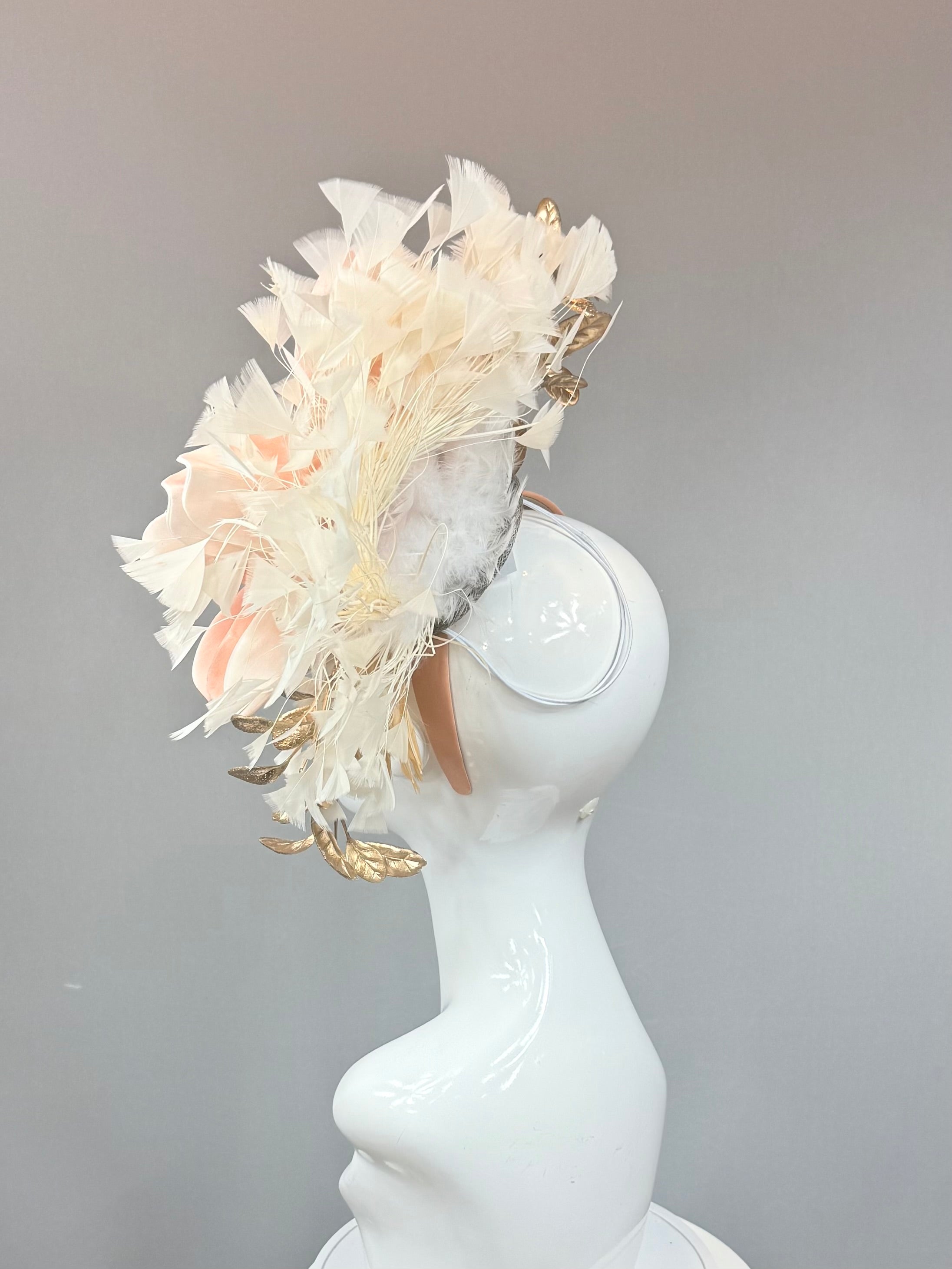 Kentucky Derby Fascinator Hat | Blush pink and gold Headpiece | Derbyologie