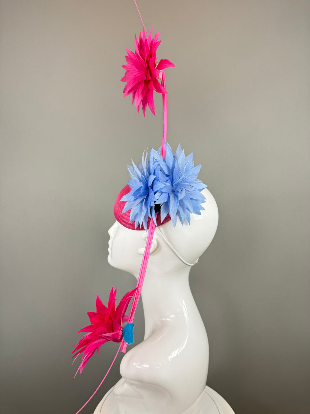 Kentucky Derby Fascinator Hat | Pink, and Blue Flower Hat | Derbyologie