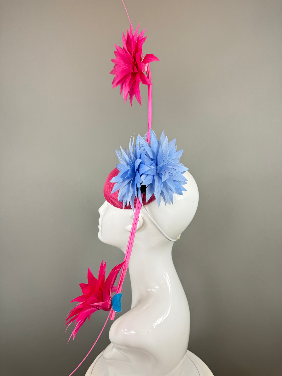 Kentucky Derby Fascinator Hat | Pink, and Blue Flower Hat | Derbyologie