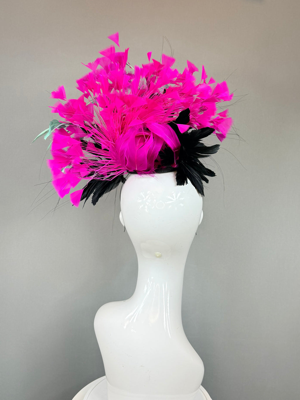 Black, Hot pink and Turquoise Kentucky Derby Fascinator (GOLD LINE)