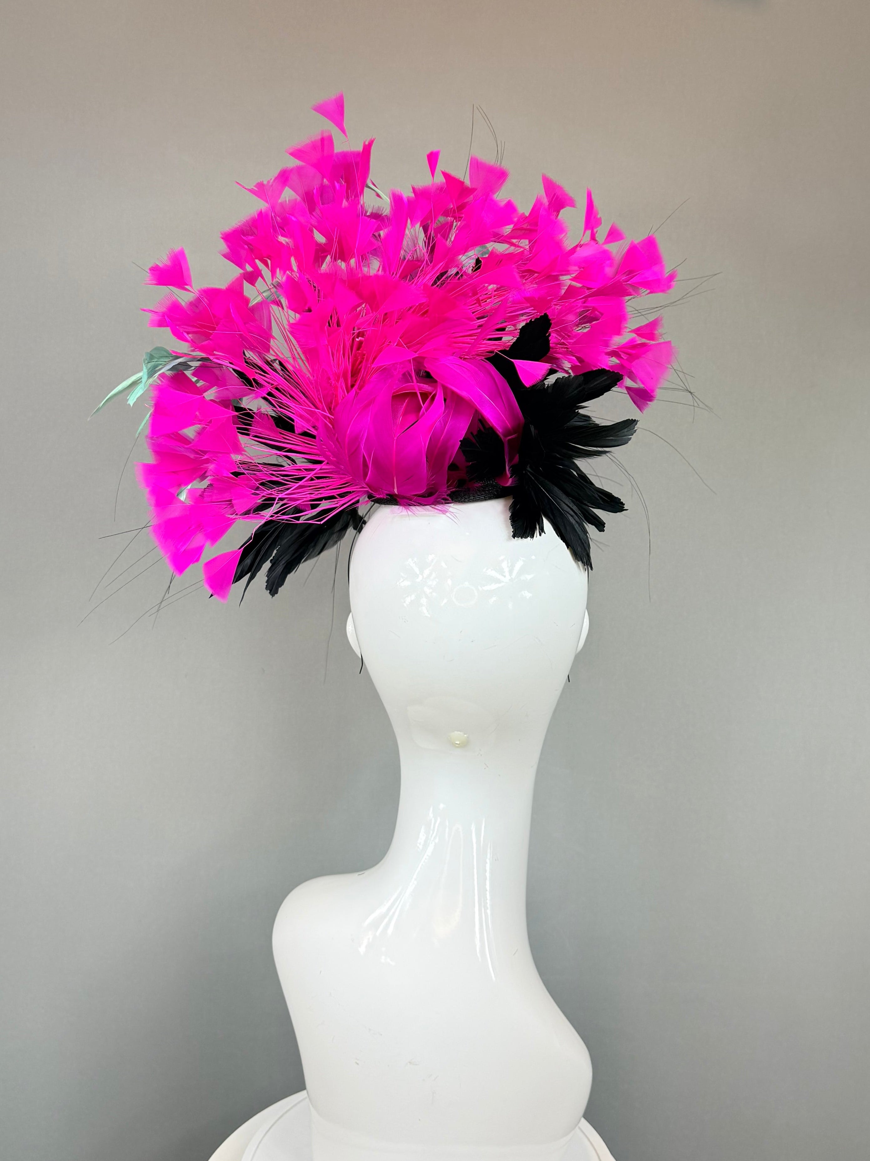 Black, Hot pink and Turquoise Kentucky Derby Fascinator (GOLD LINE)