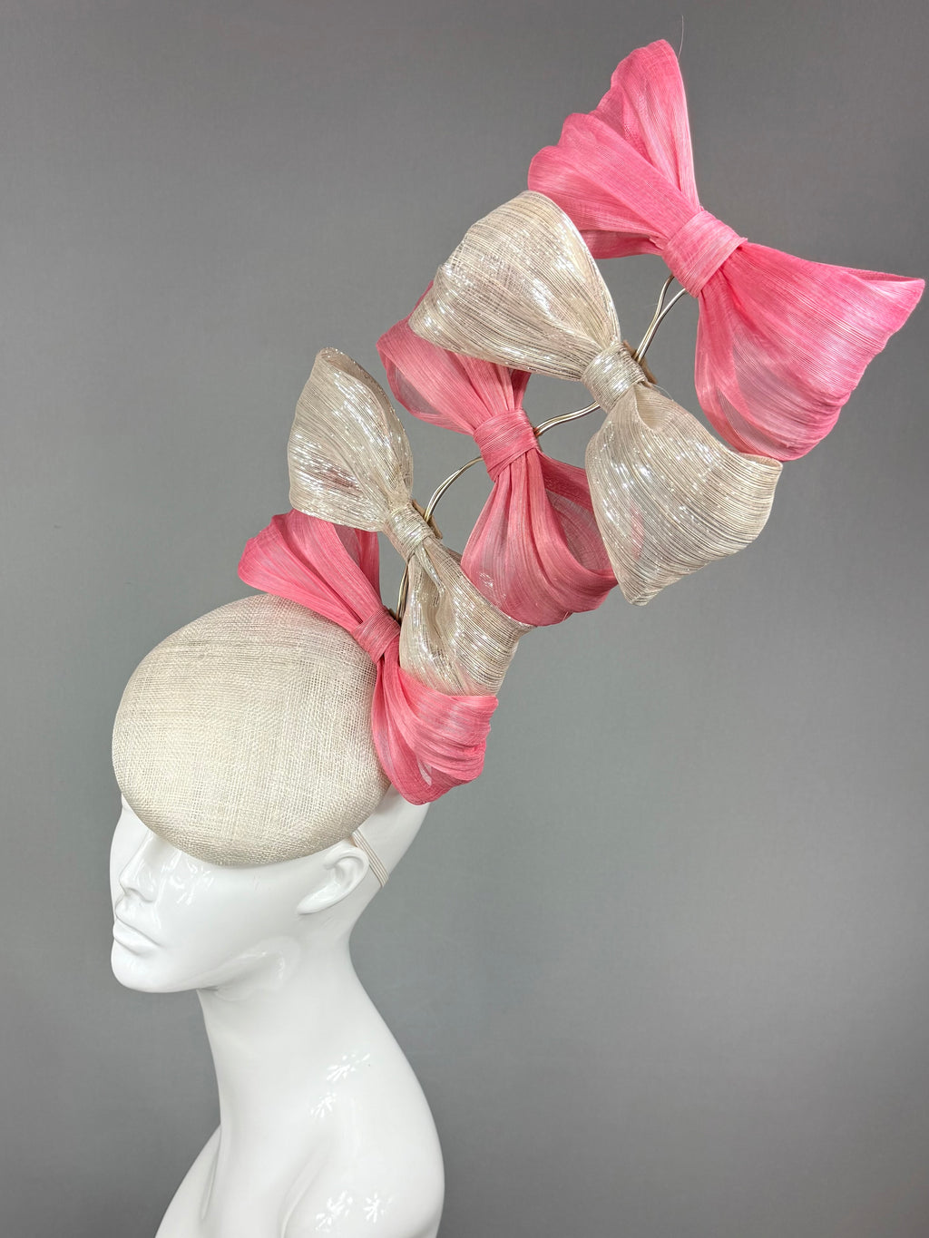 Kentucky Derby Fascinator Hat | Pink and silver bow Headband Hat | Derbyologie