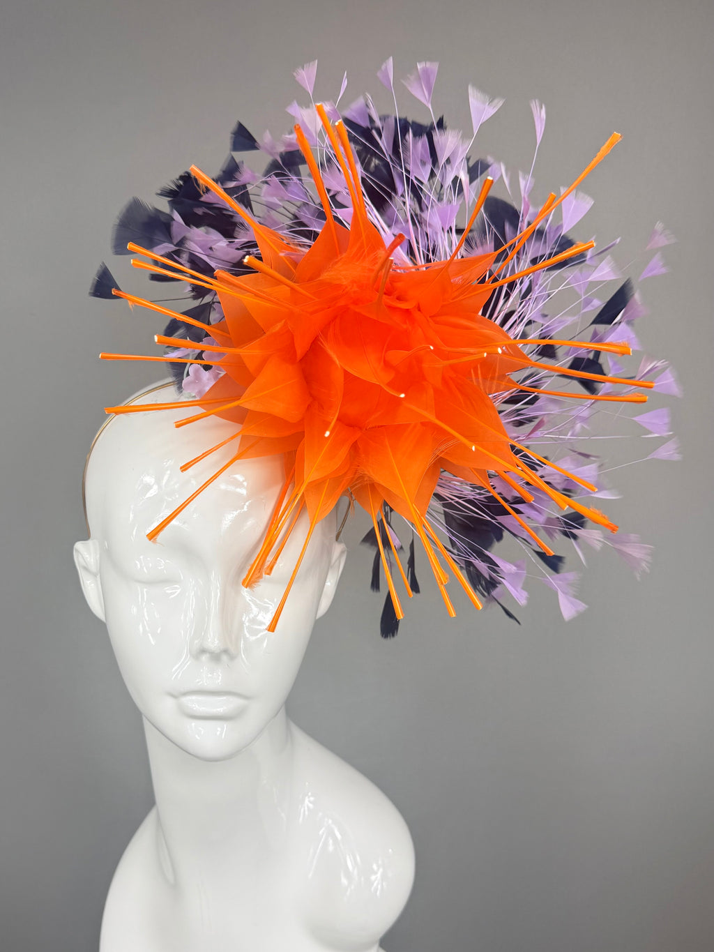 Kentucky Derby Fascinator Hat | Orange, purple, and navy Headband Hat | Derbyologie