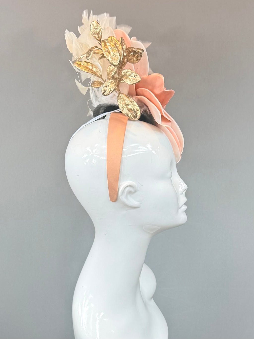 Kentucky Derby Fascinator Hat | Blush pink and gold Headpiece | Derbyologie