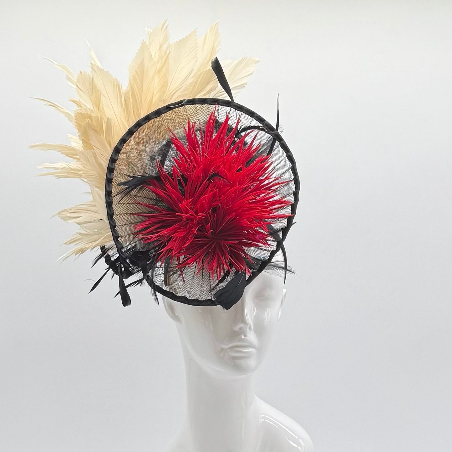 Black, Red and Tan Kentucky Derby fascinator, Derby Hat Alternative (GOLD LINE)