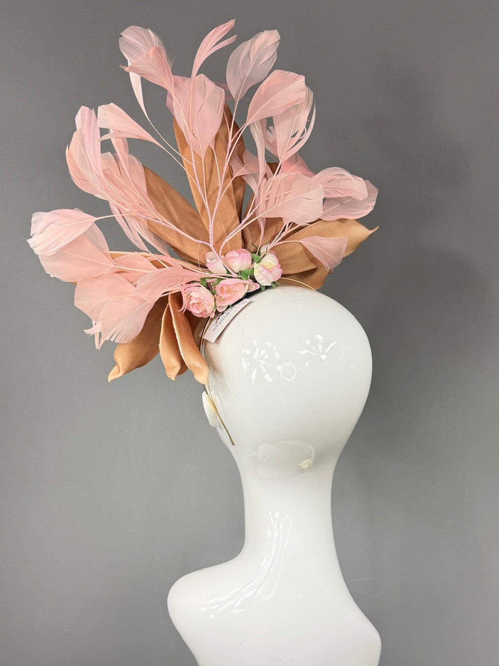 Kentucky Derby Fascinator Hat | Brown daisy and pink feathered Headpiece | Derbyologie