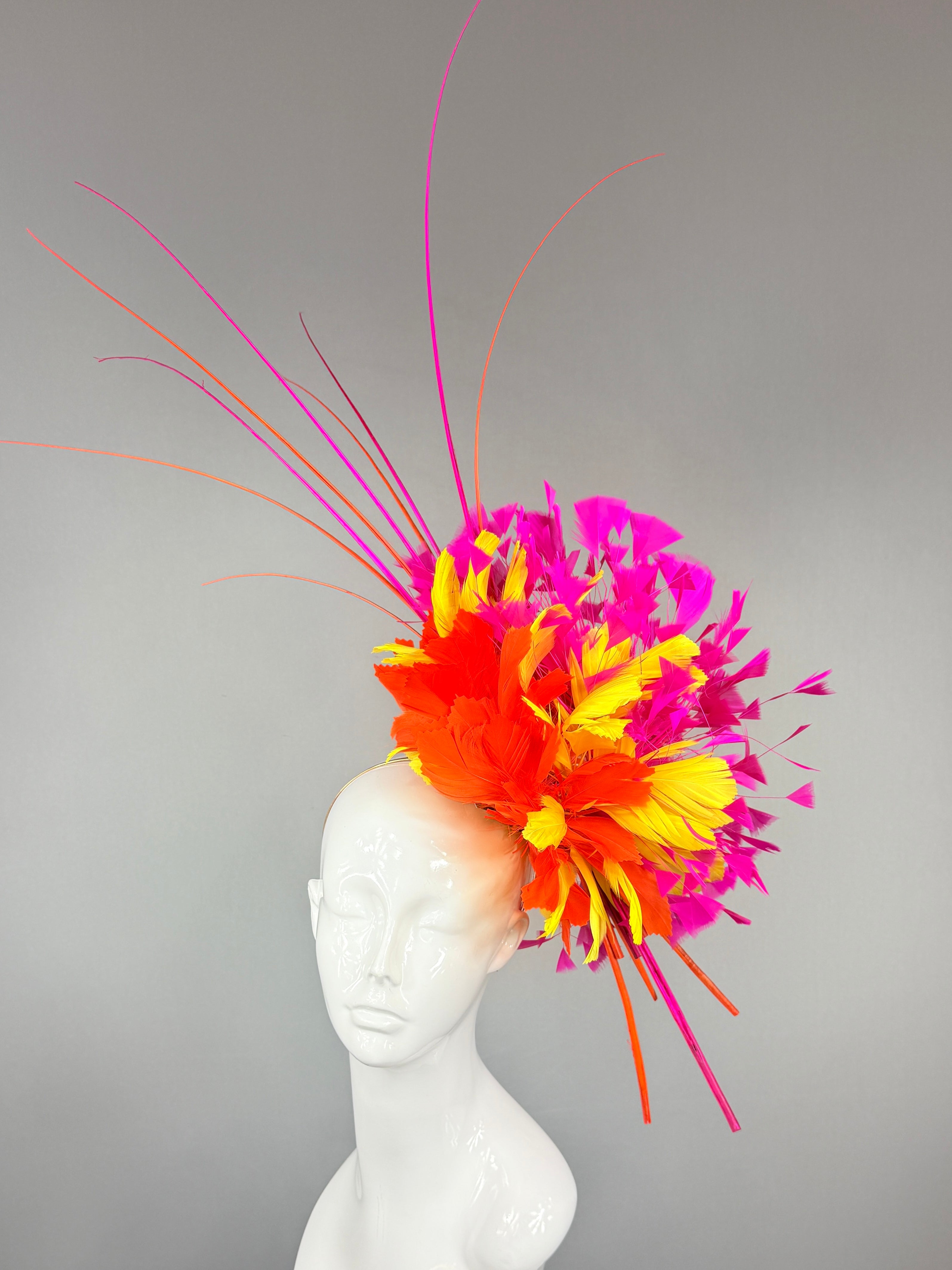 Kentucky Derby Hat | Hot Pink and Orange Kentucky Derby fascinator | Derbyologie