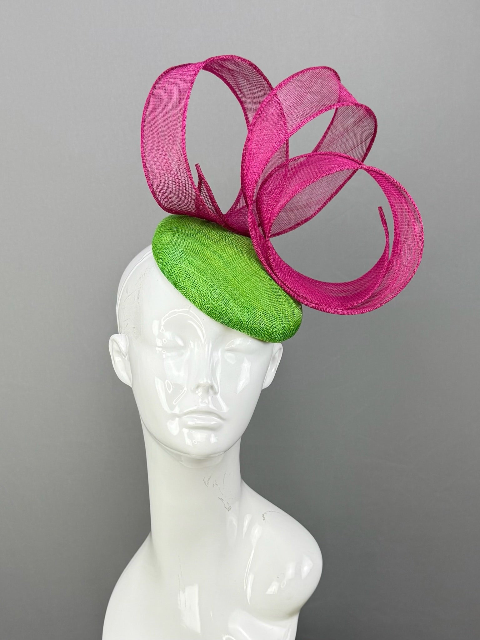Hot Pink and Green Kentucky Derby fascinator, Derby Hat Alternative (GOLD LINE)