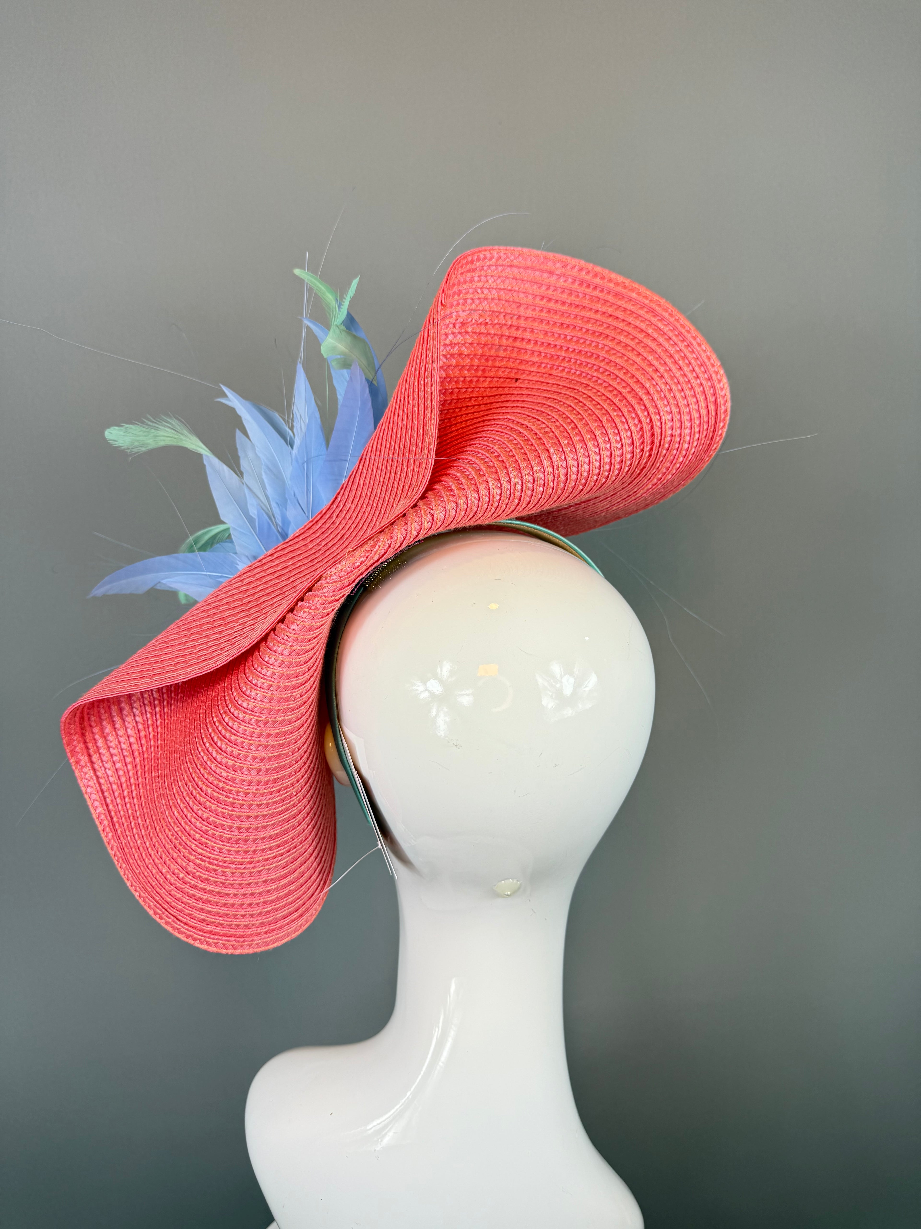 Kentucky Derby Fascinator Hat | Coral, Blue and Mint Headpiece | Derbyologie