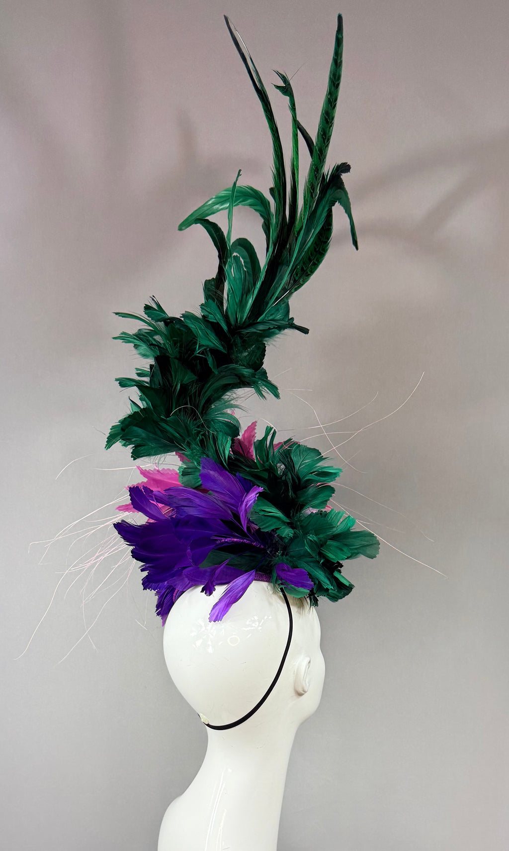 Pink, Purple and Green Derby Fascinator, Kentucky Derby Hat Alternative, Kentucky derby hat (PLATINUM LINE)
