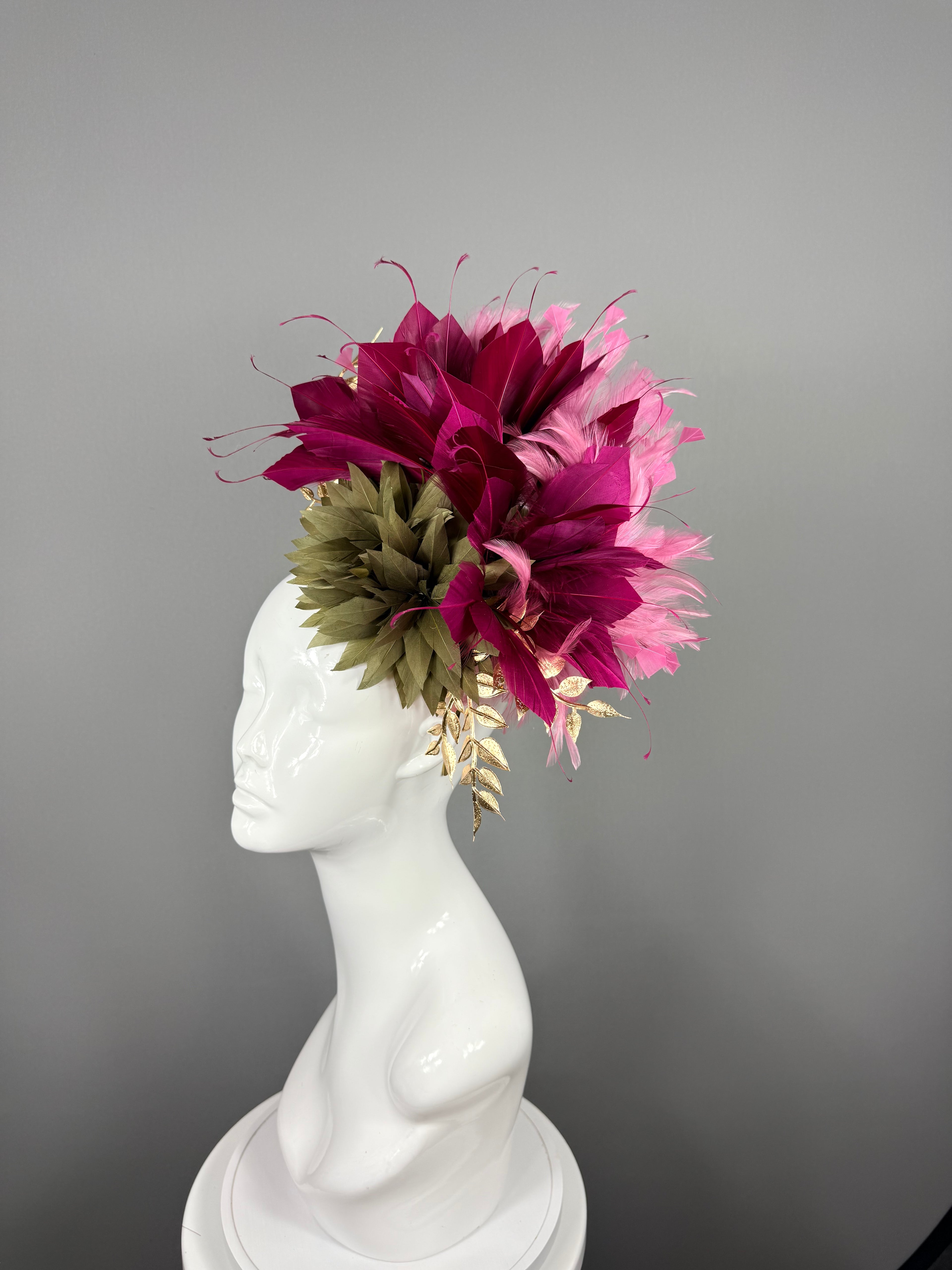 Kentucky Derby Fascinator Hat | Pink, Mauve, Green and Gold | Derbyologie