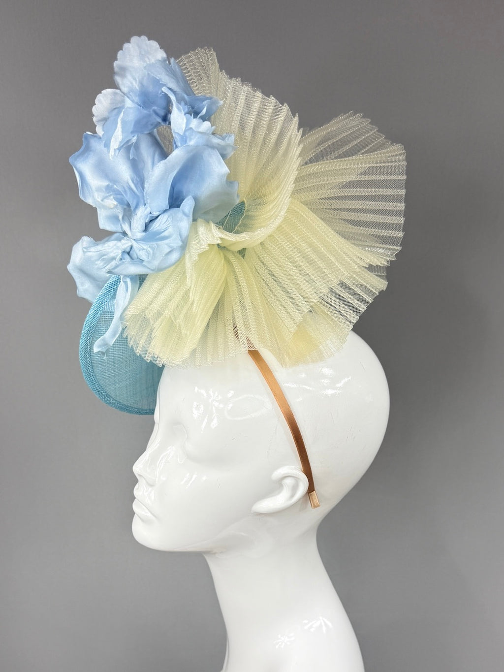 Kentucky Derby Fascinator Hat |Oversized blue silk peony Headpiece | Derbyologie