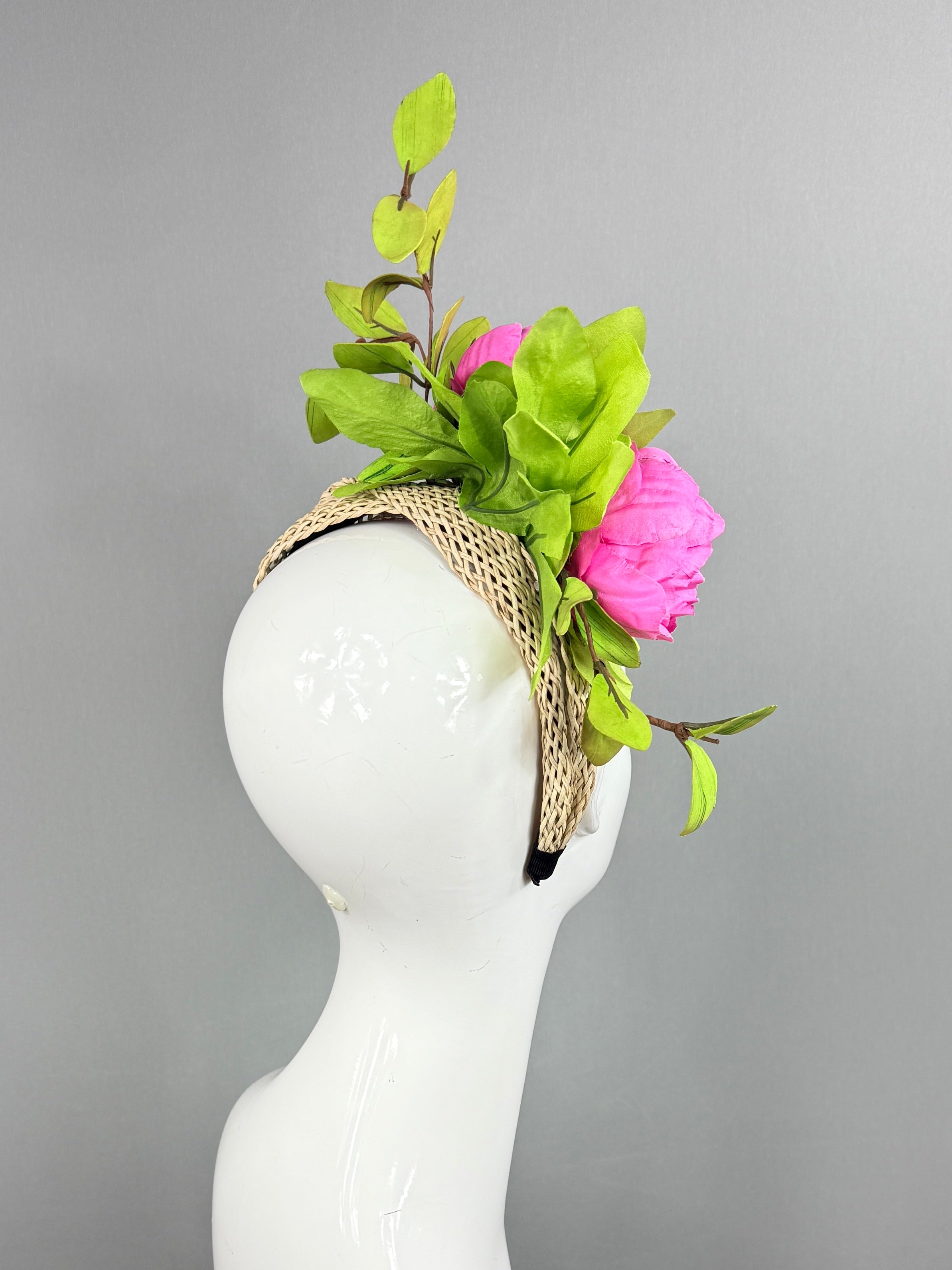 Kentucky Derby Fascinator Hat | Pink and green Headpiece | Derbyologie